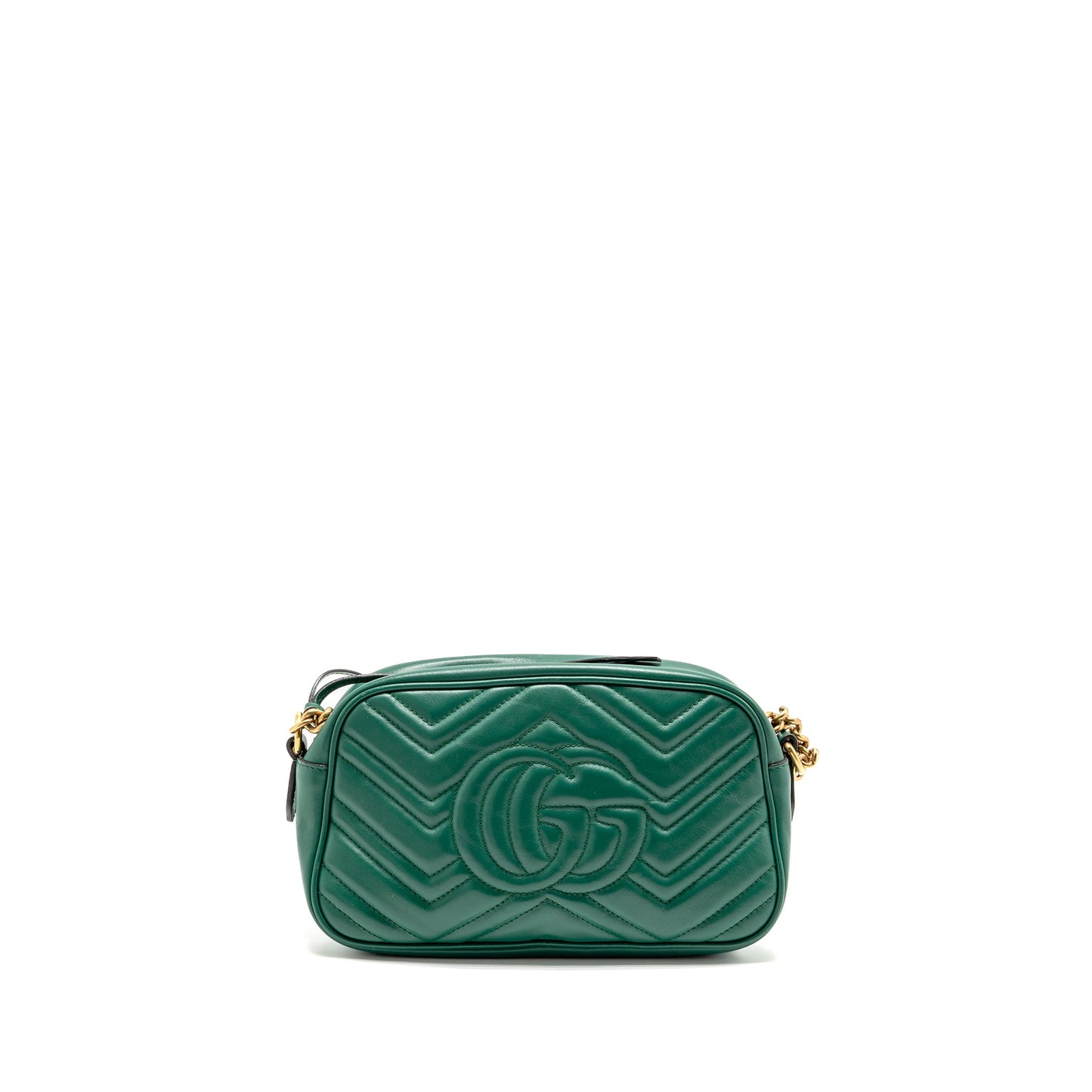 GUCCI Small Marmont Crossbody Camera Purse Calfskin Green