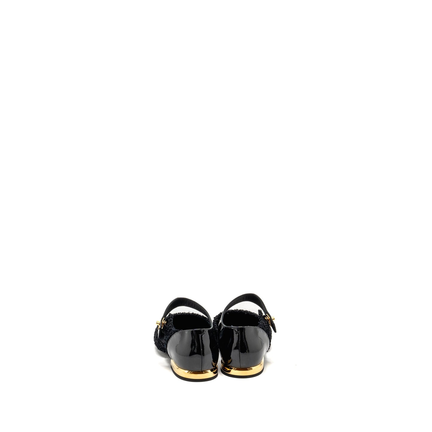 Chanel Size 39 21K CC Logo Ballerinas Tweed/Patent Calfskin Black GHW