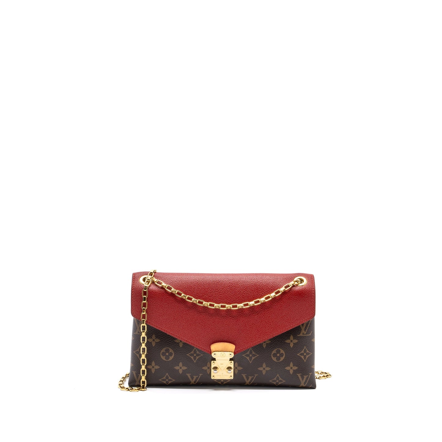 Louis Vuitton Pallas chain Purse monogram canvas / calfskin red