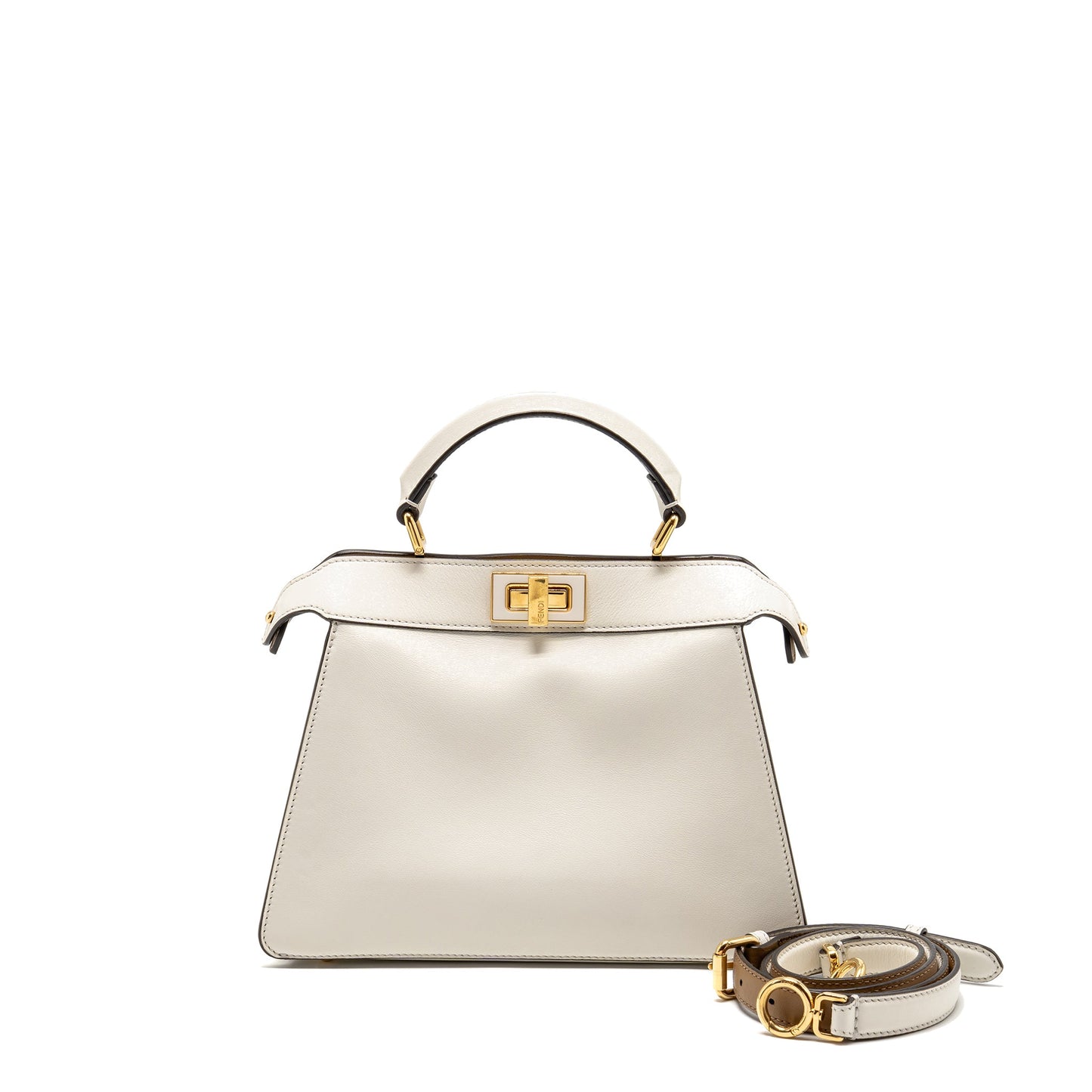 Fendi Small Peekaboo ISeeU Purse Napa Leather White/Beige