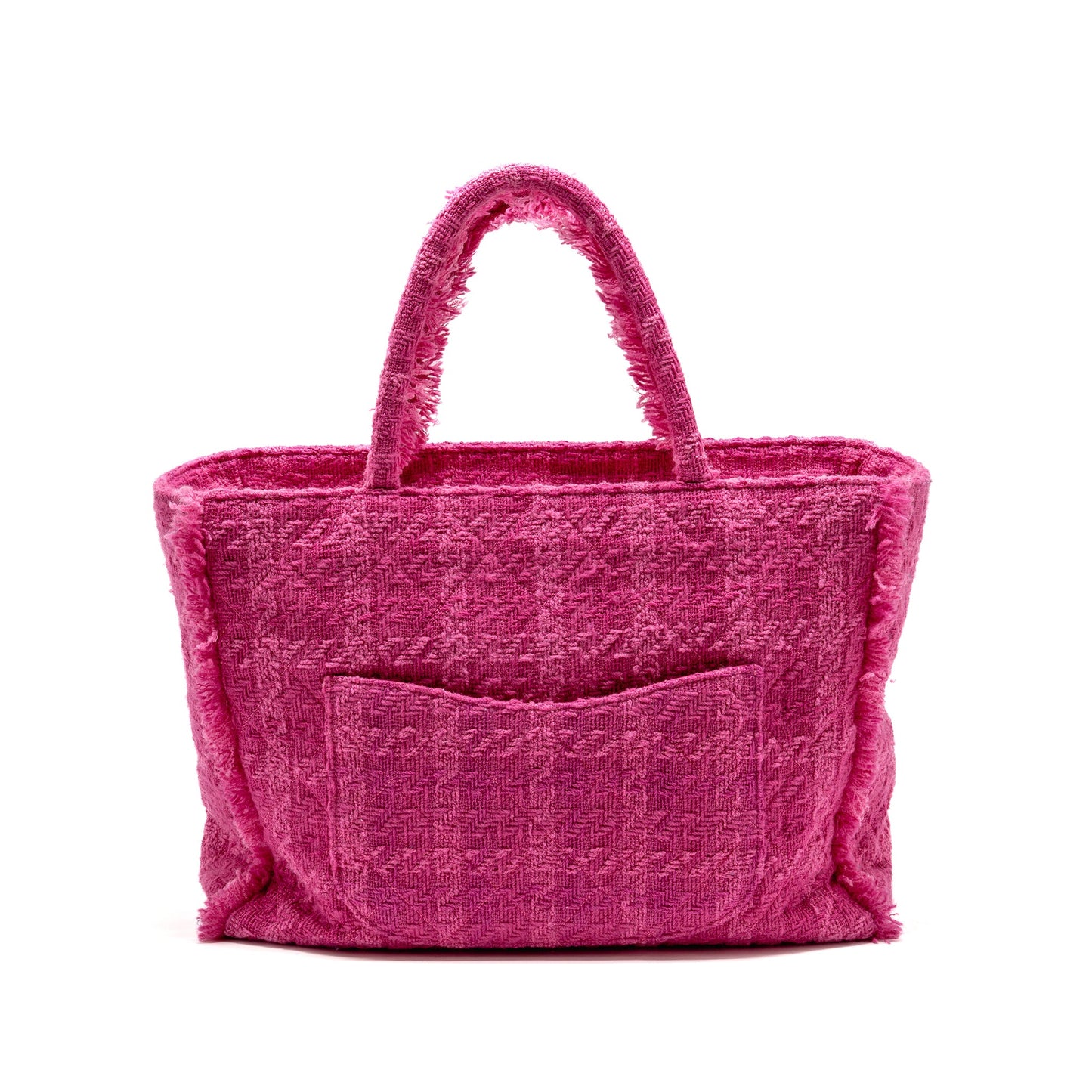 Chanel Letter Logo Zipped Shopping Bag Tweed Pink GHW
