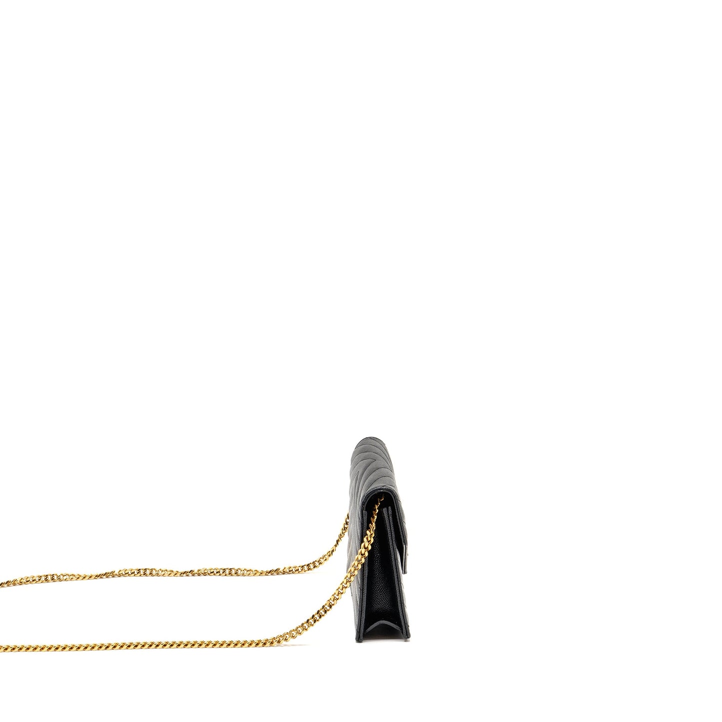 Saint Laurent/ Envelope Chain Wallet Grained Calfskin Black