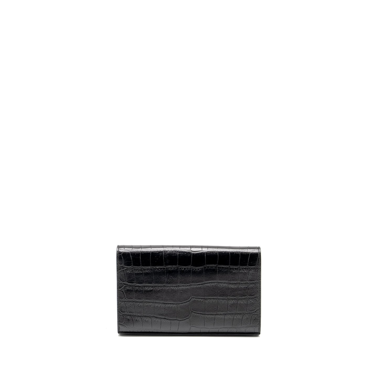 SAINT LAURENT / Classic Chain Wallet Crocodile-Embossed Calfskin Black