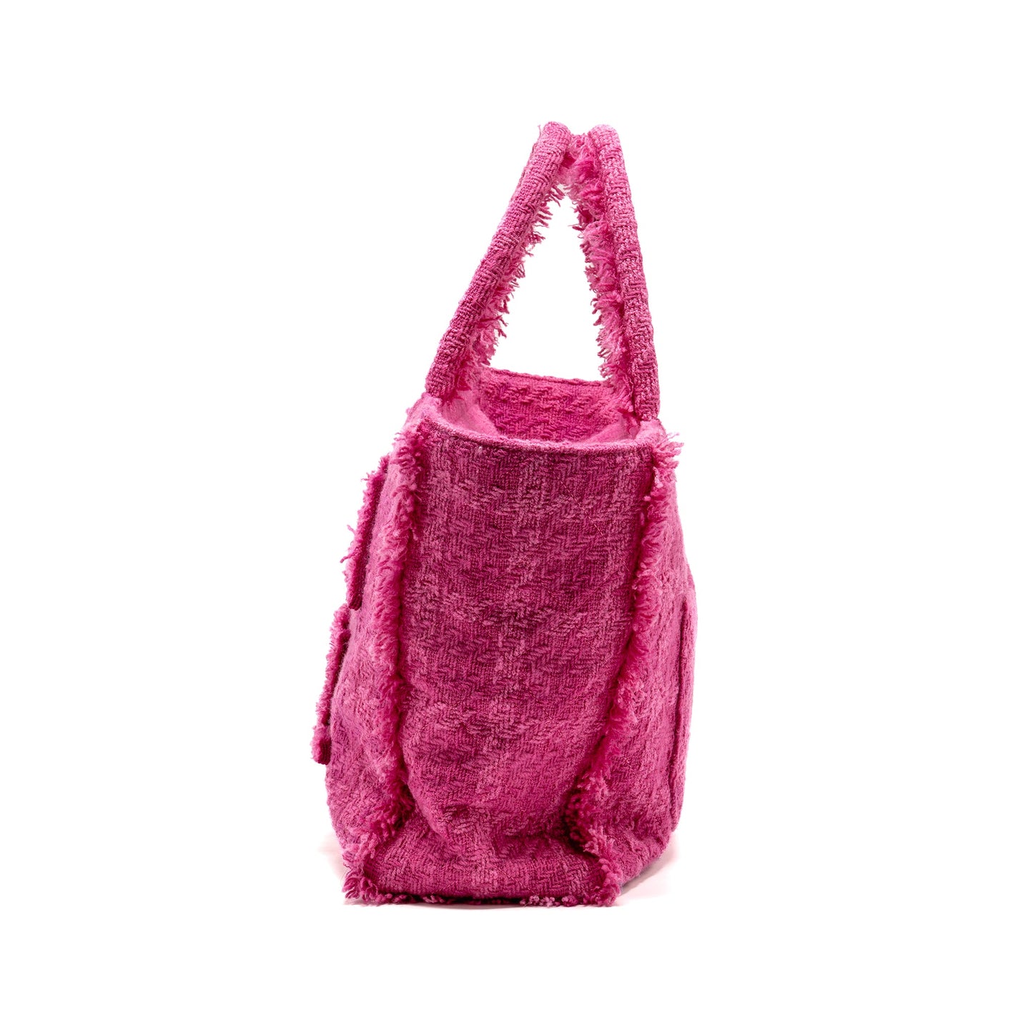 Chanel Letter Logo Zipped Shopping Bag Tweed Pink GHW