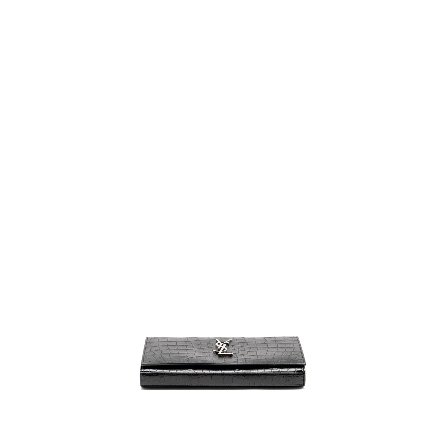 SAINT LAURENT / Classic Chain Wallet Crocodile-Embossed Calfskin Black