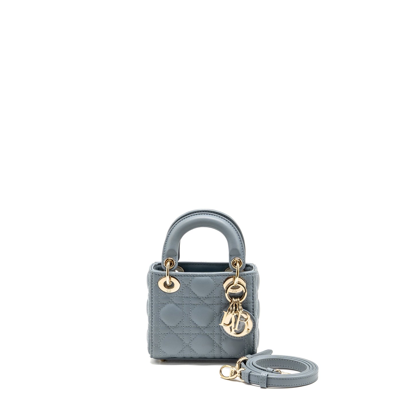 Dior Micro Lady Dior Cannage Lambskin Grey
