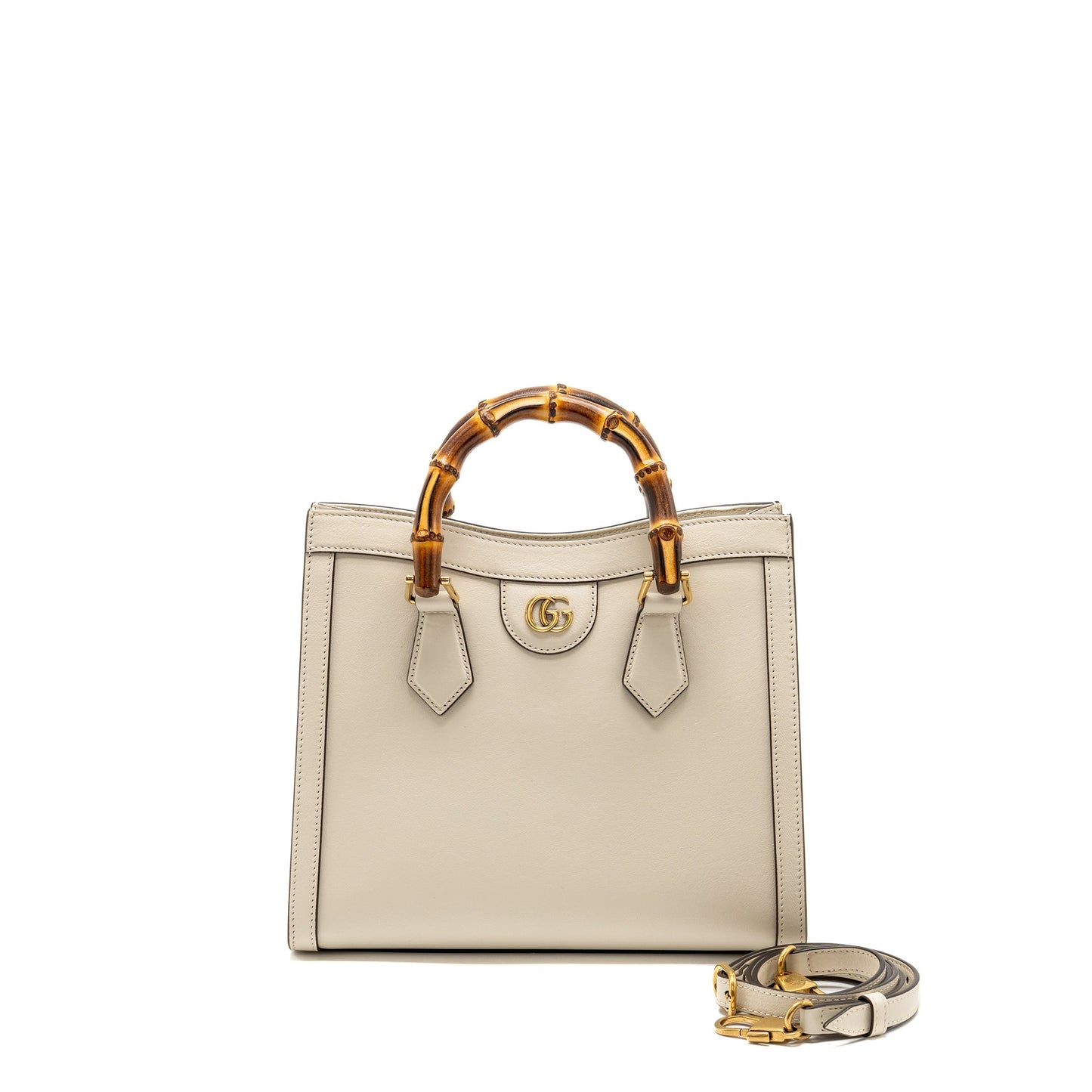 Gucci Small Diana Tote Purse Calfskin White