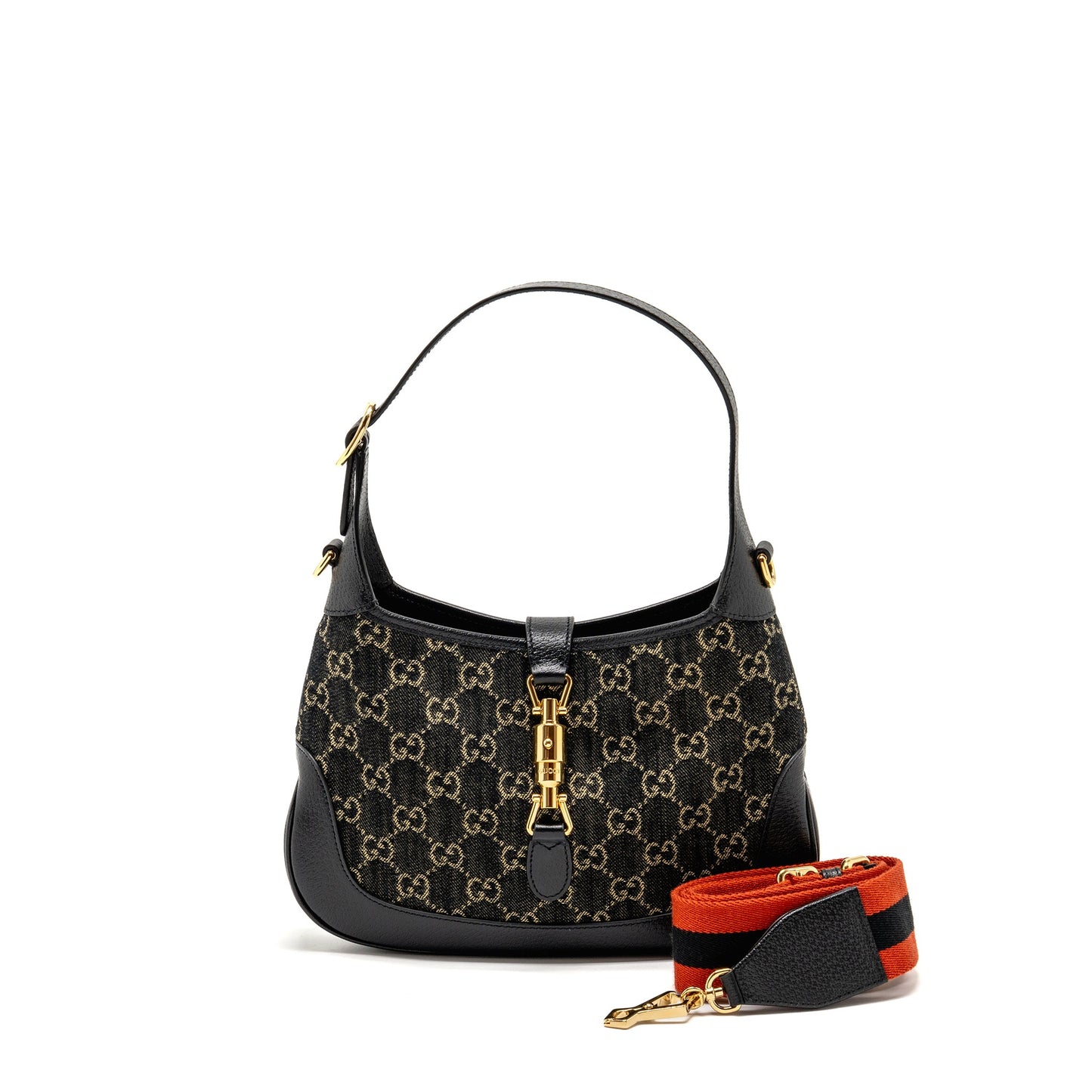 Gucci Jackie 1961 Small Mini Purse Denim/Leather Black