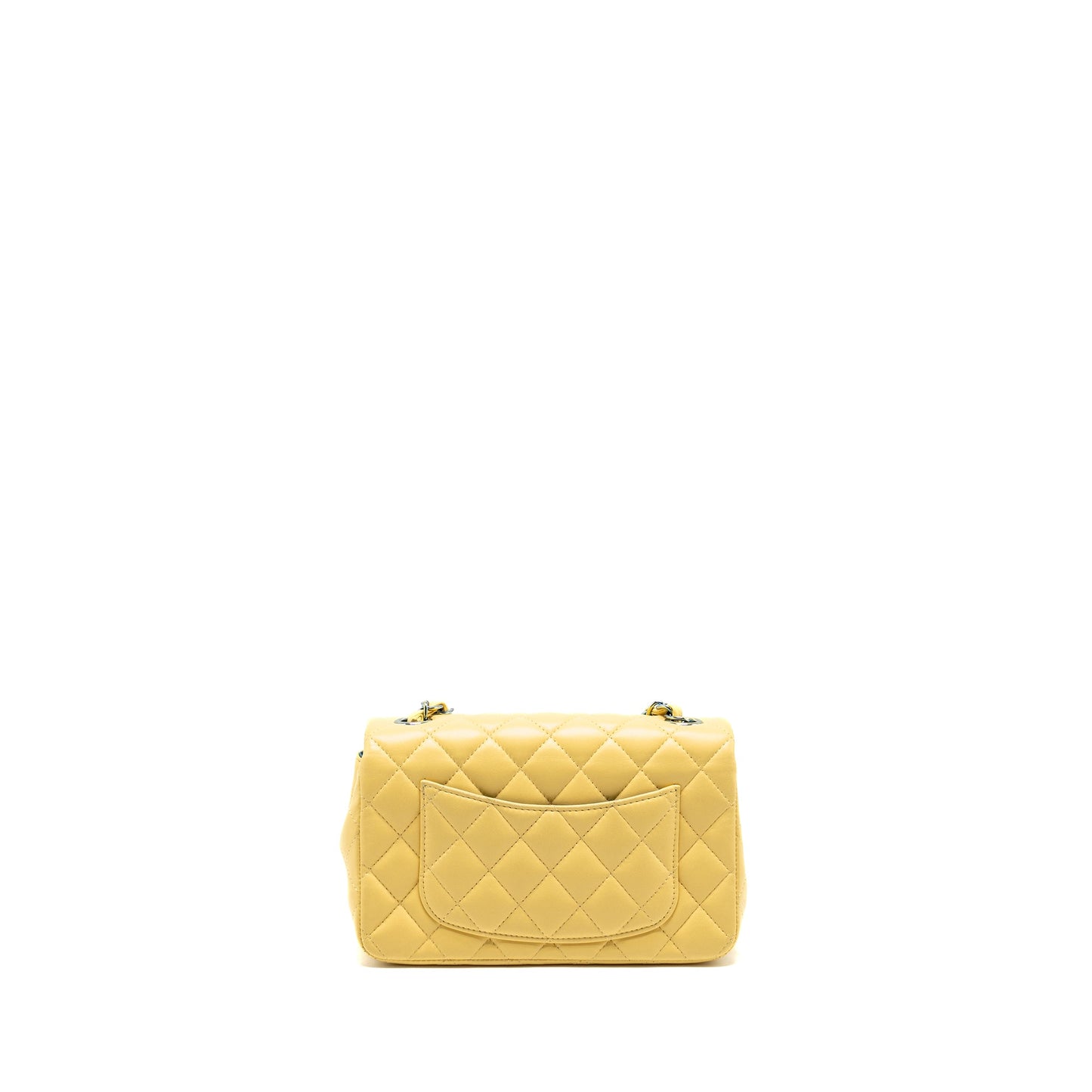 Chanel Mini Rectangular Flap Bag Lambskin Yelllow/Blue with Iridescent Blue Hardware