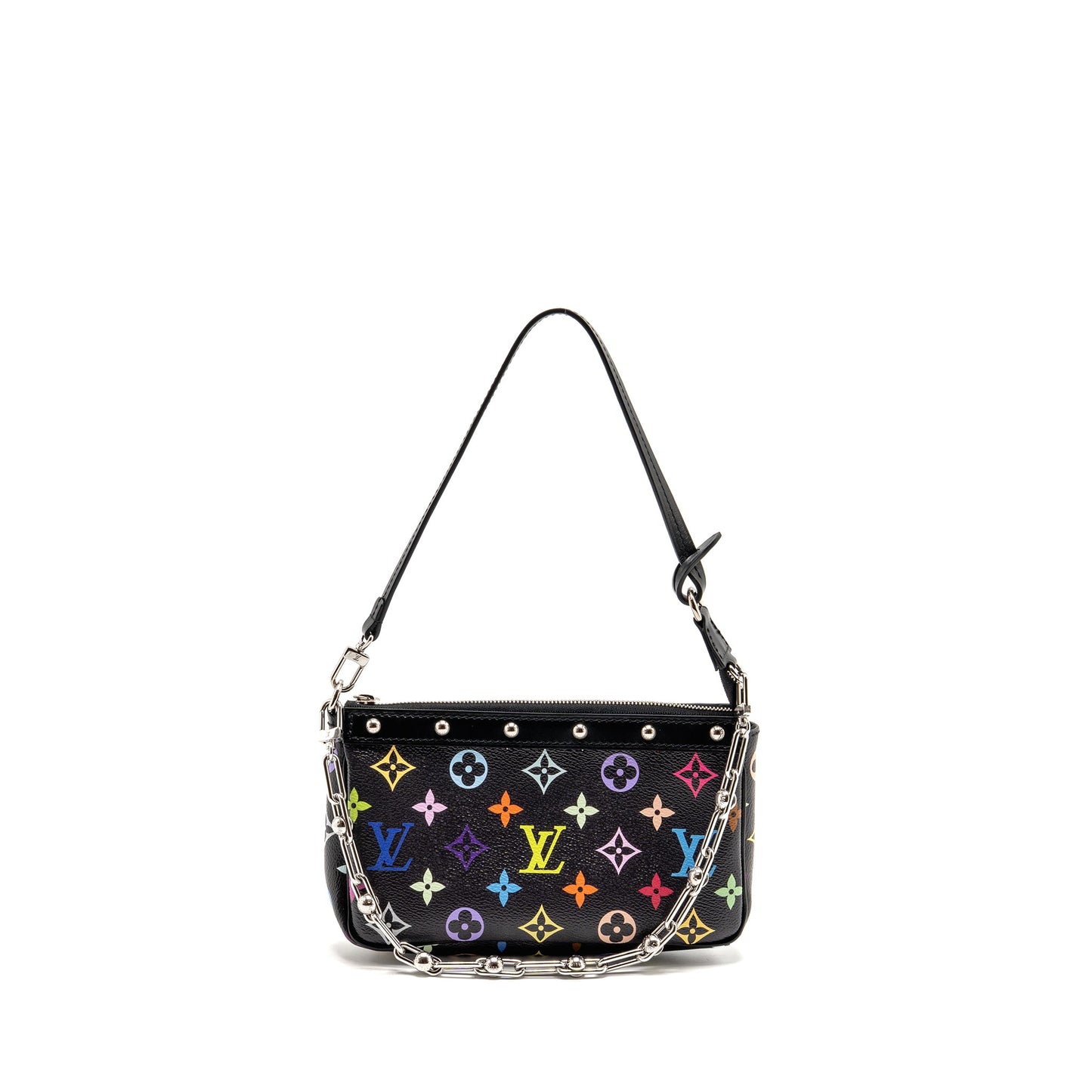 Louis Vuitton X Takashi Murakami Pochette Accessories Multicolour Monogram Canvas Black