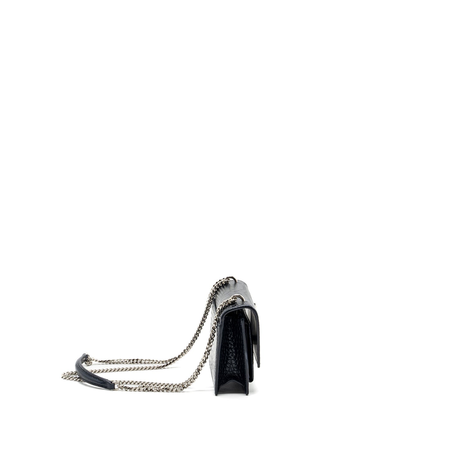 Saint Laurent/ Mini Sunset Purse Crocodile-Embossed Calfskin Navy