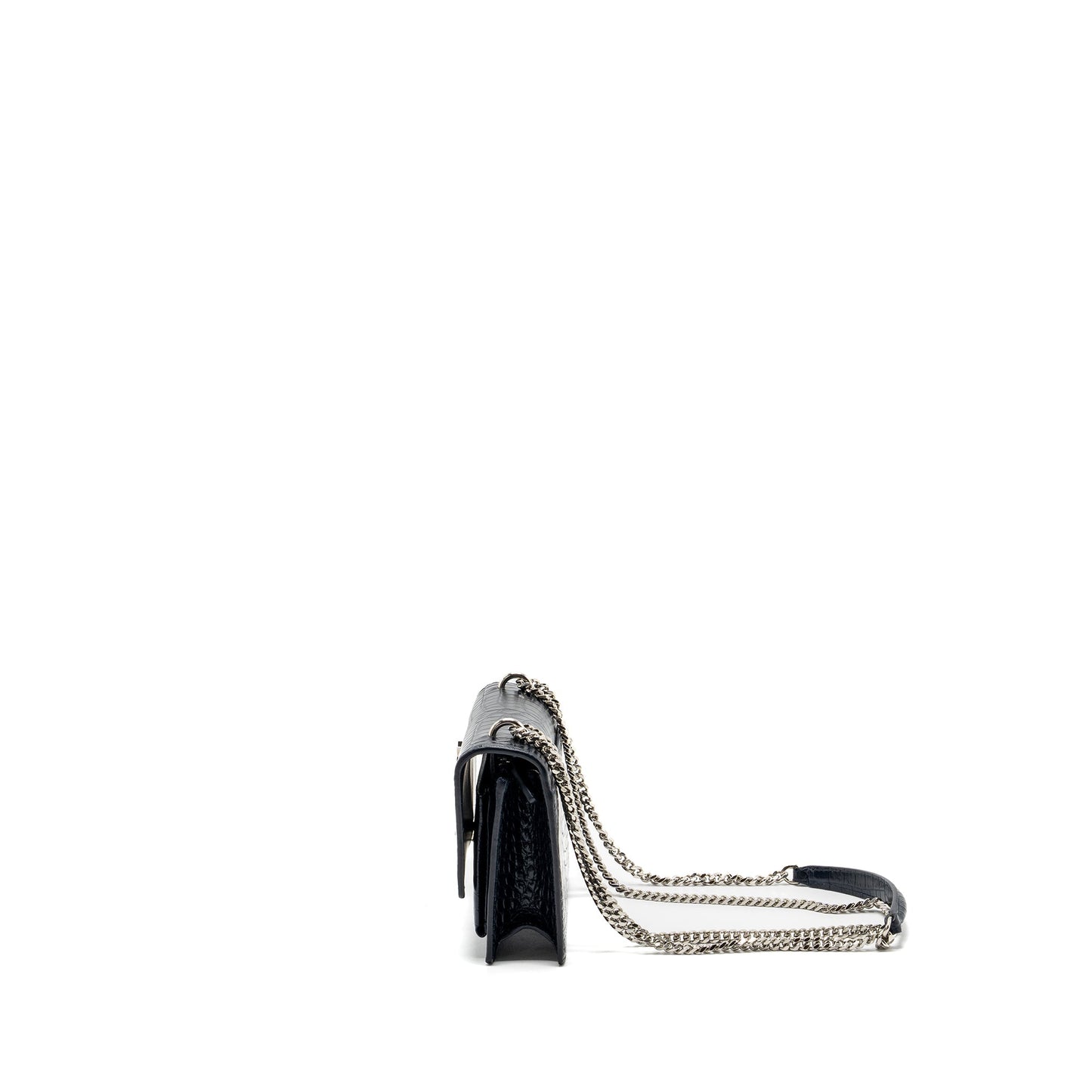 Saint Laurent/ Mini Sunset Purse Crocodile-Embossed Calfskin Navy