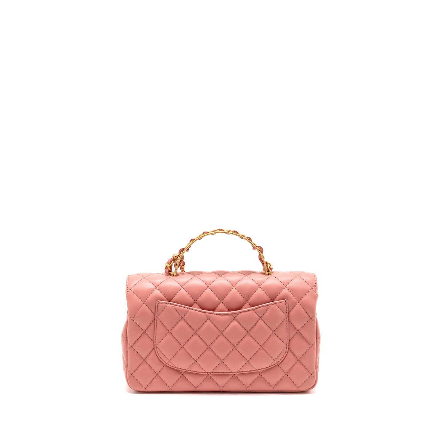 Chanel 23k detail top handle flap bag Lambskin pink GHW (microchip)