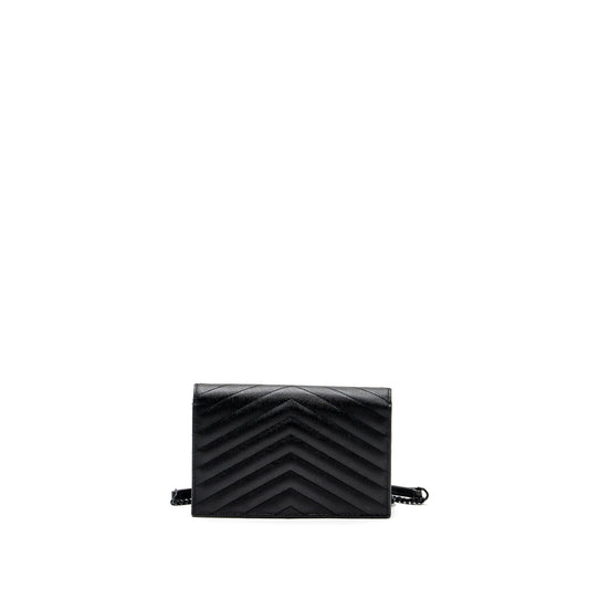 Saint Laurent/ Envelope Chain Wallet Calfskin Black / Black Hardware