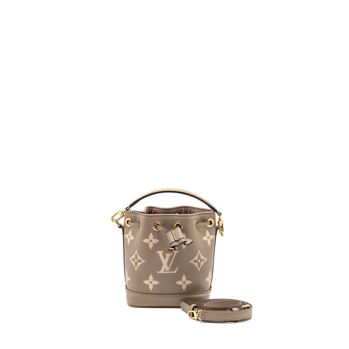 Louis Vuitton Nano Noe monogram empreinte calfskin leather grey