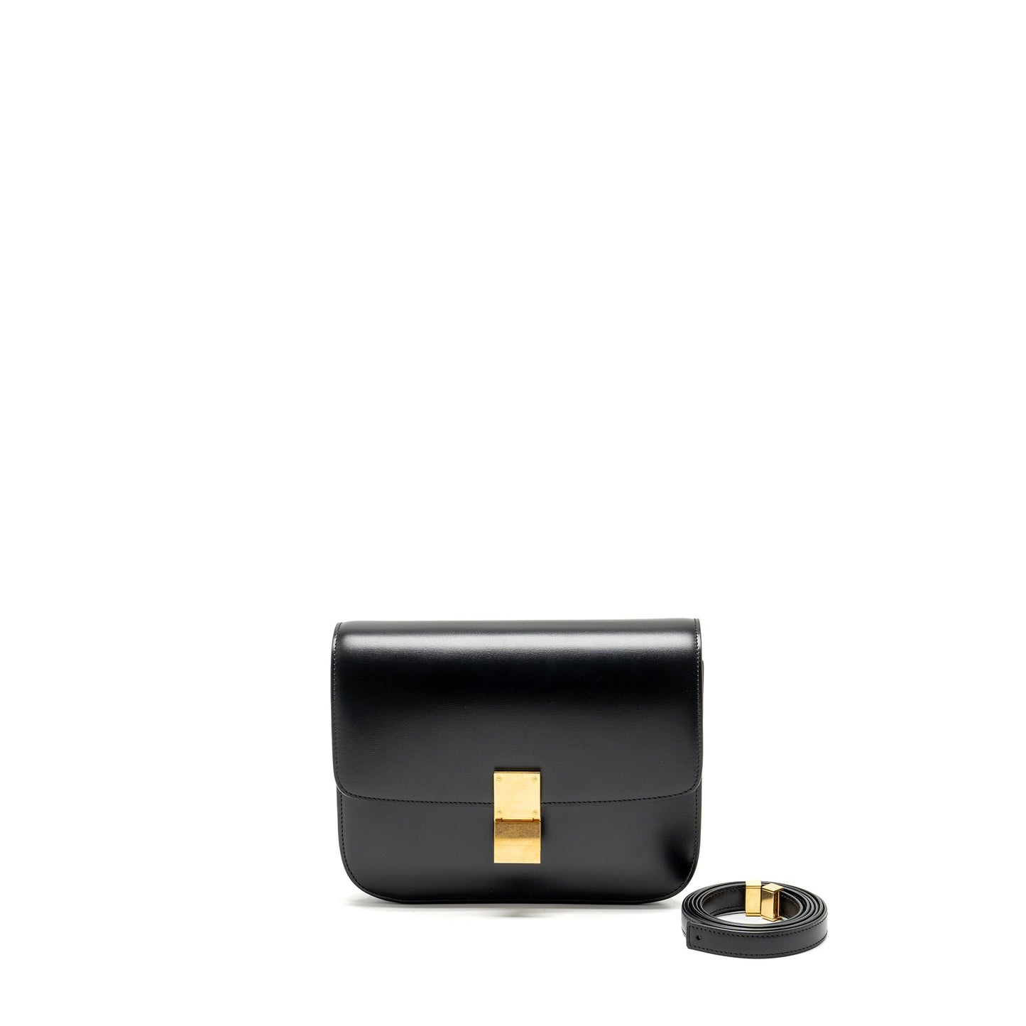 Celine Medium Classic Box Purse Calfskin Black