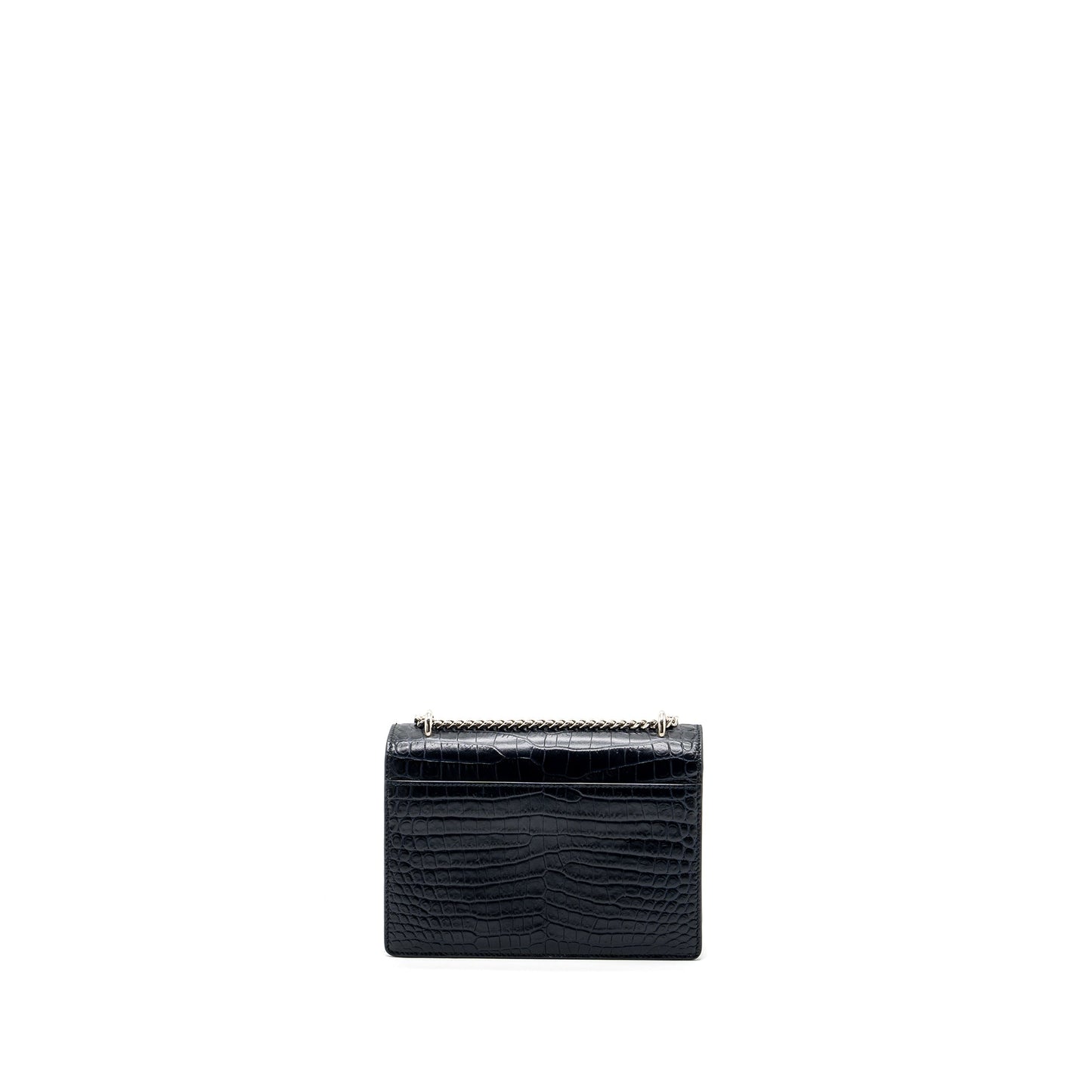 Saint Laurent/ Mini Sunset Purse Crocodile-Embossed Calfskin Navy