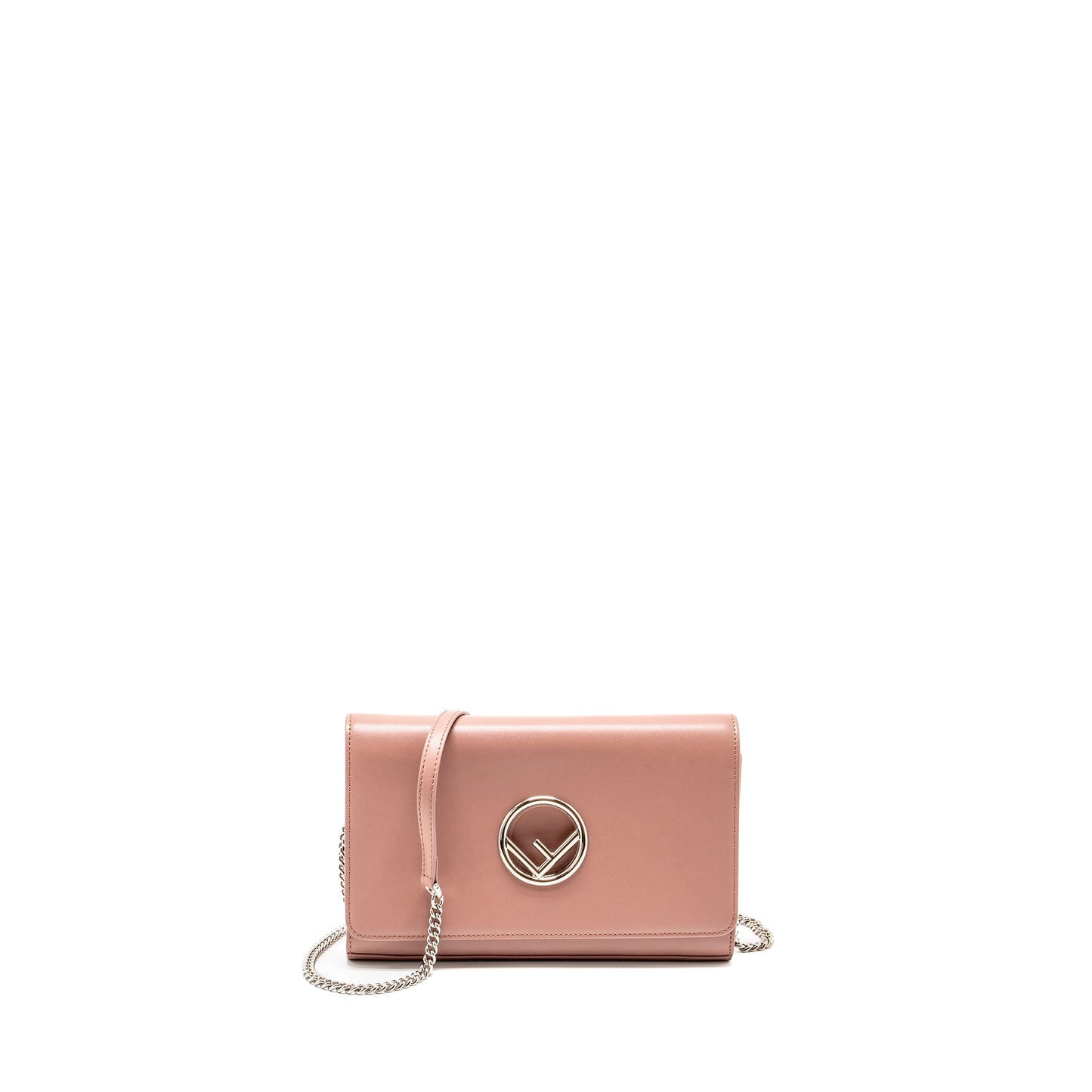 Fendi Logo Crossbody Purse Calfskin Light Pink
