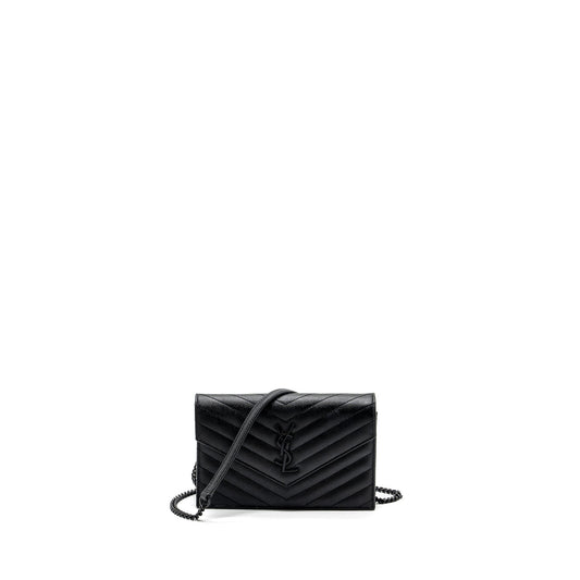Saint Laurent/ Envelope Chain Wallet Calfskin Black / Black Hardware