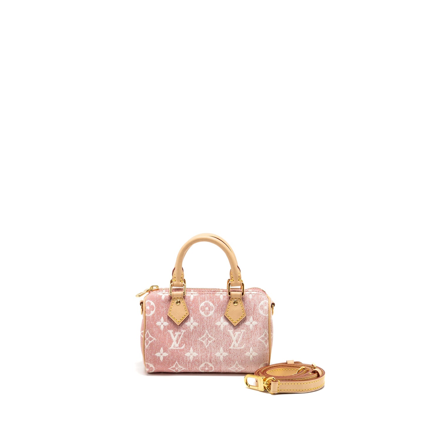 Louis Vuitton Nano Speedy Monogram Denim Pink