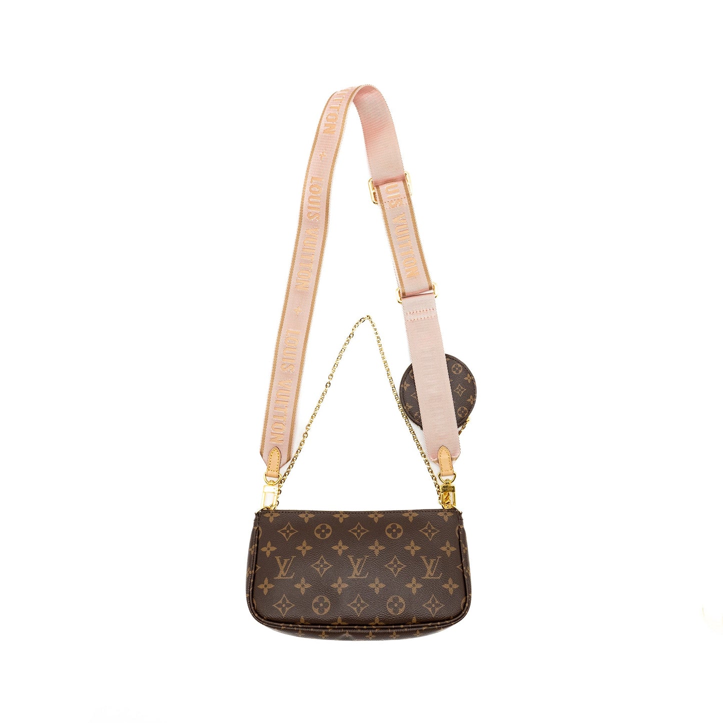 Louis Vuitton Multi Pochette Accessories Monogram Canvas Pink Strap
