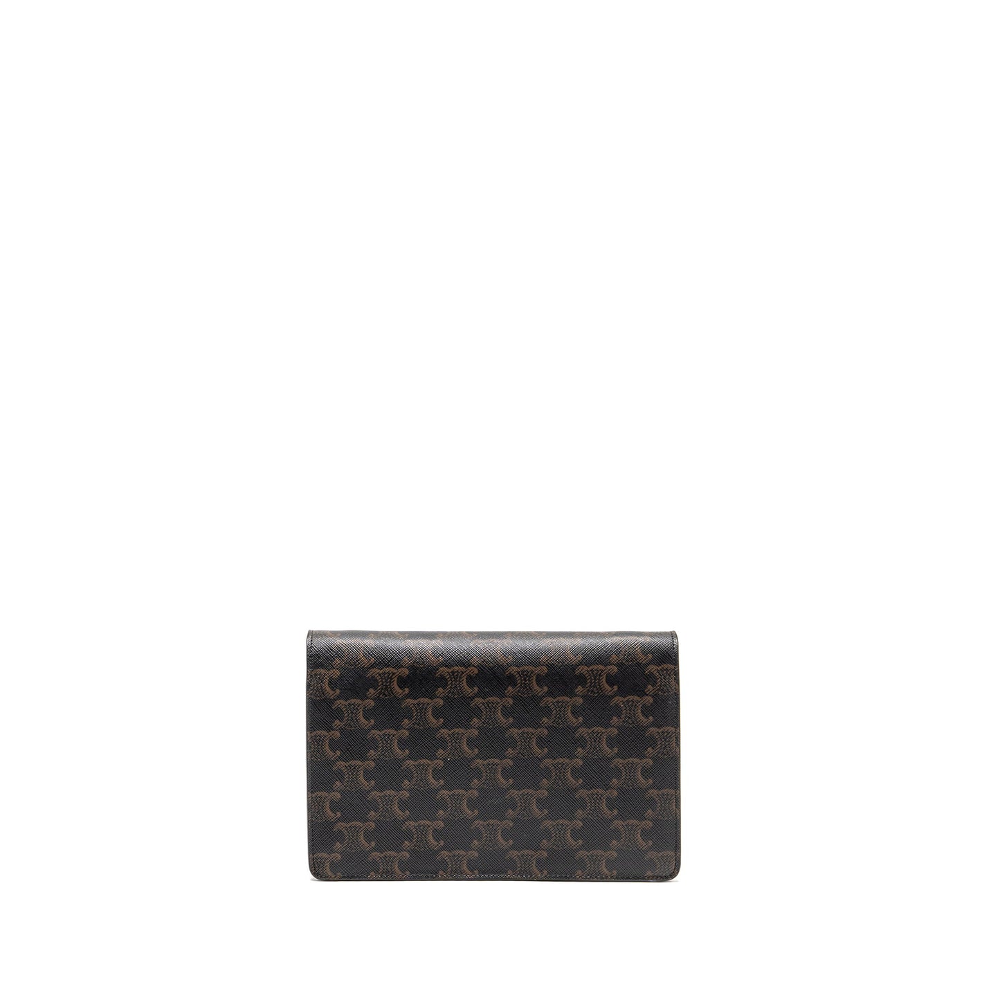 Celine Wallet On Strap Triomphe Canvas / Smooth Lambskin Tan