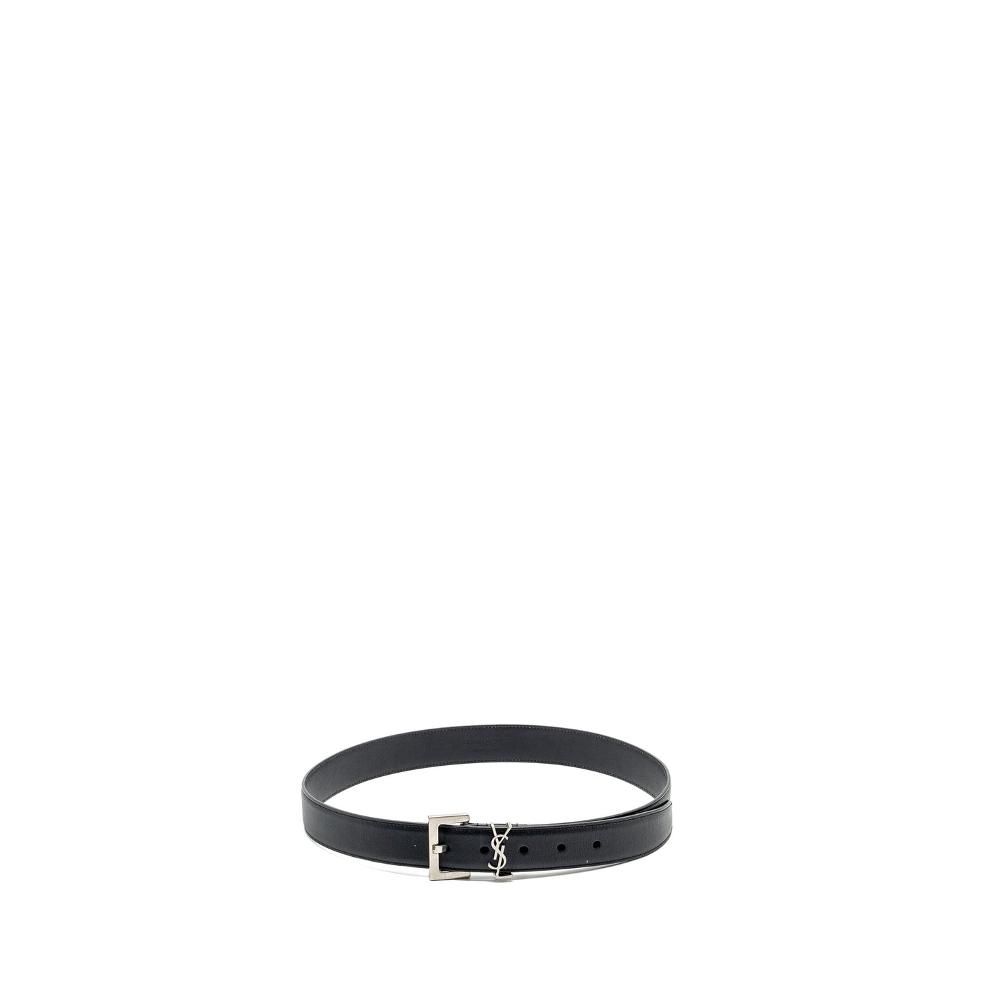 Saint Laurent/ Size 80 Cassandre Belt Square Buckle Calfskin Black