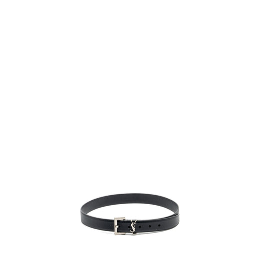 Saint Laurent/ Size 80 Cassandre Belt Square Buckle Calfskin Black