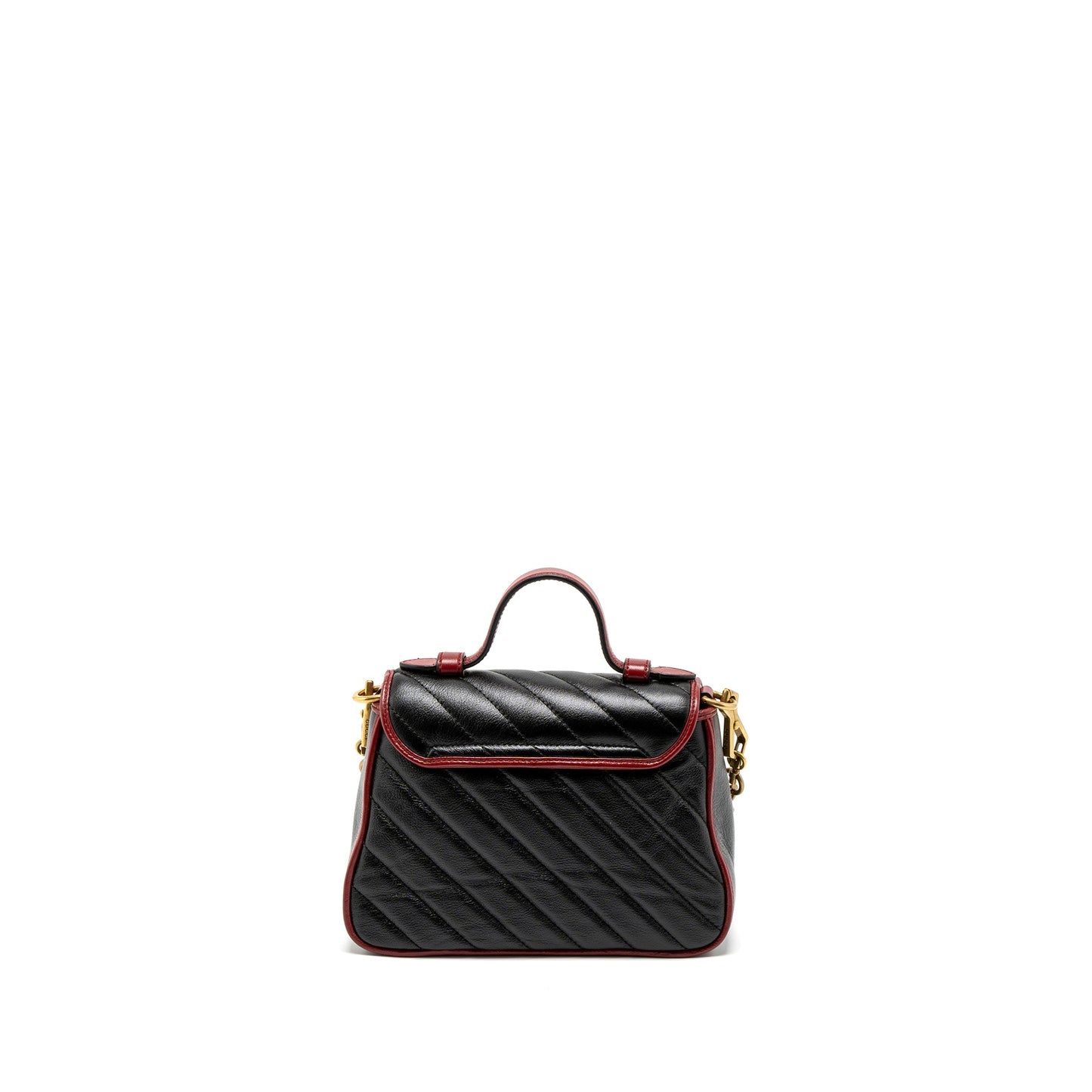 Gucci Marmont Mini Top Handle Purse Calfskin Black/Red