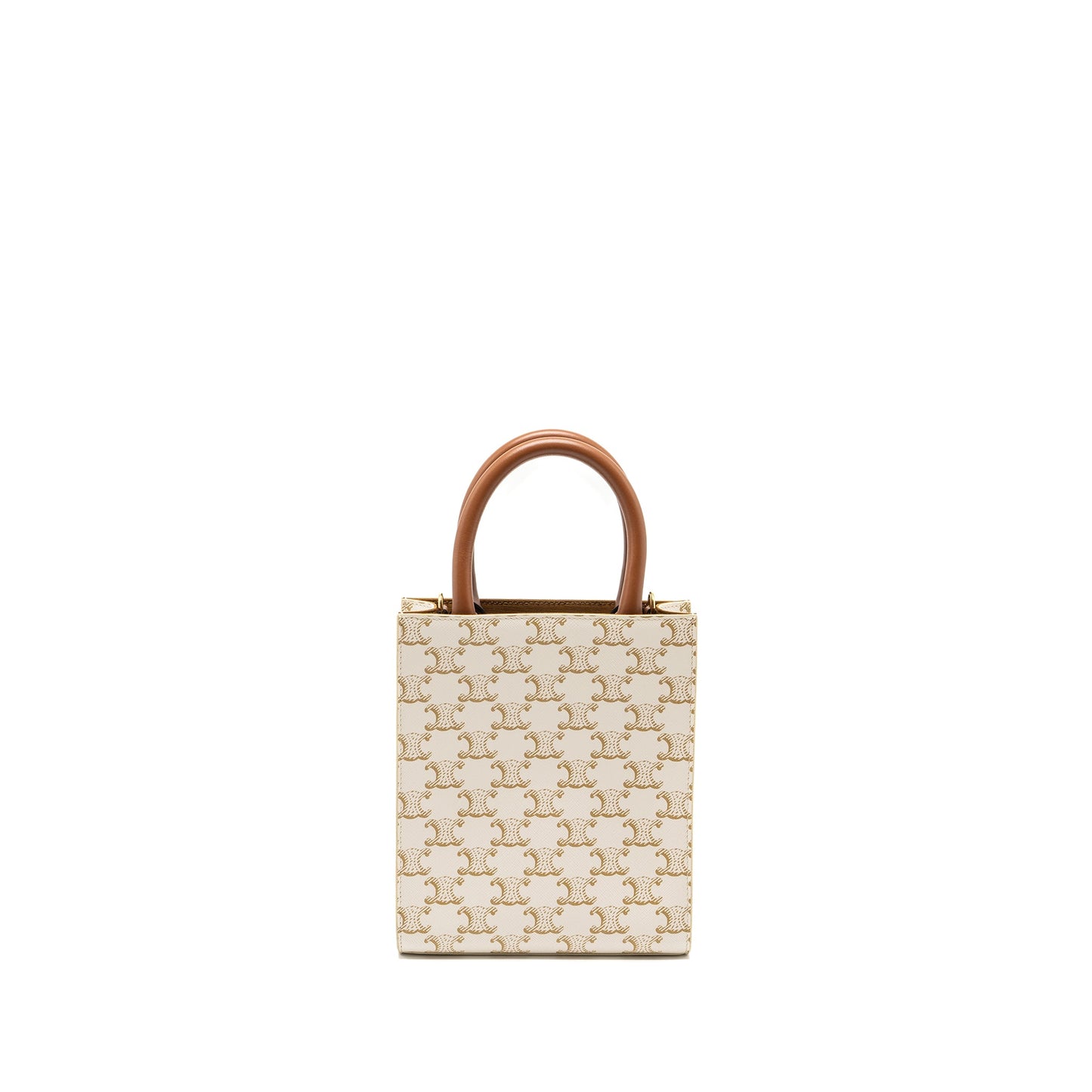 Celine Mini Vertical Cabas in Triomphe Canvas/Calfskin White
