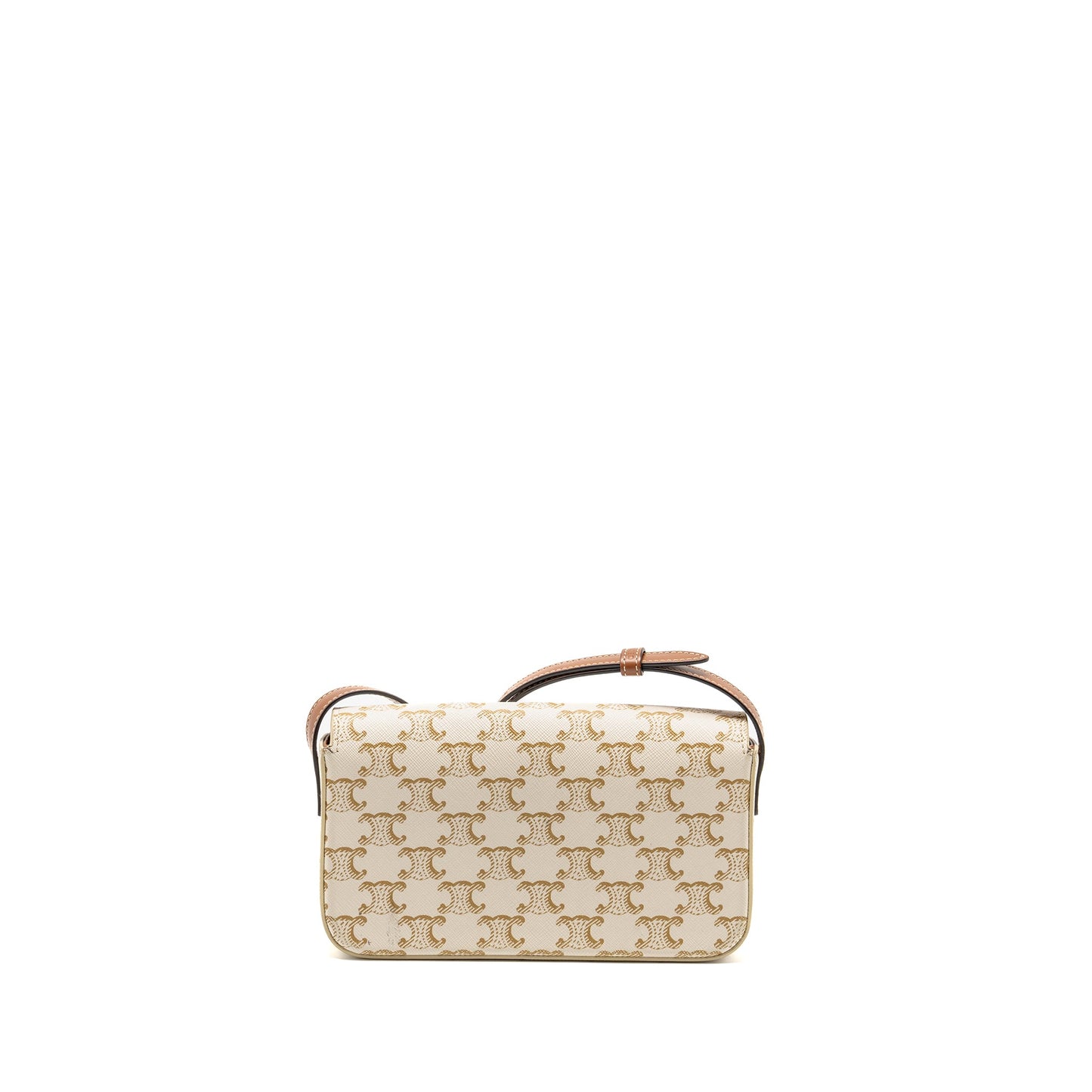 Celine Triomphe Shouder Purse Triomphe Canvas / Calfskin White
