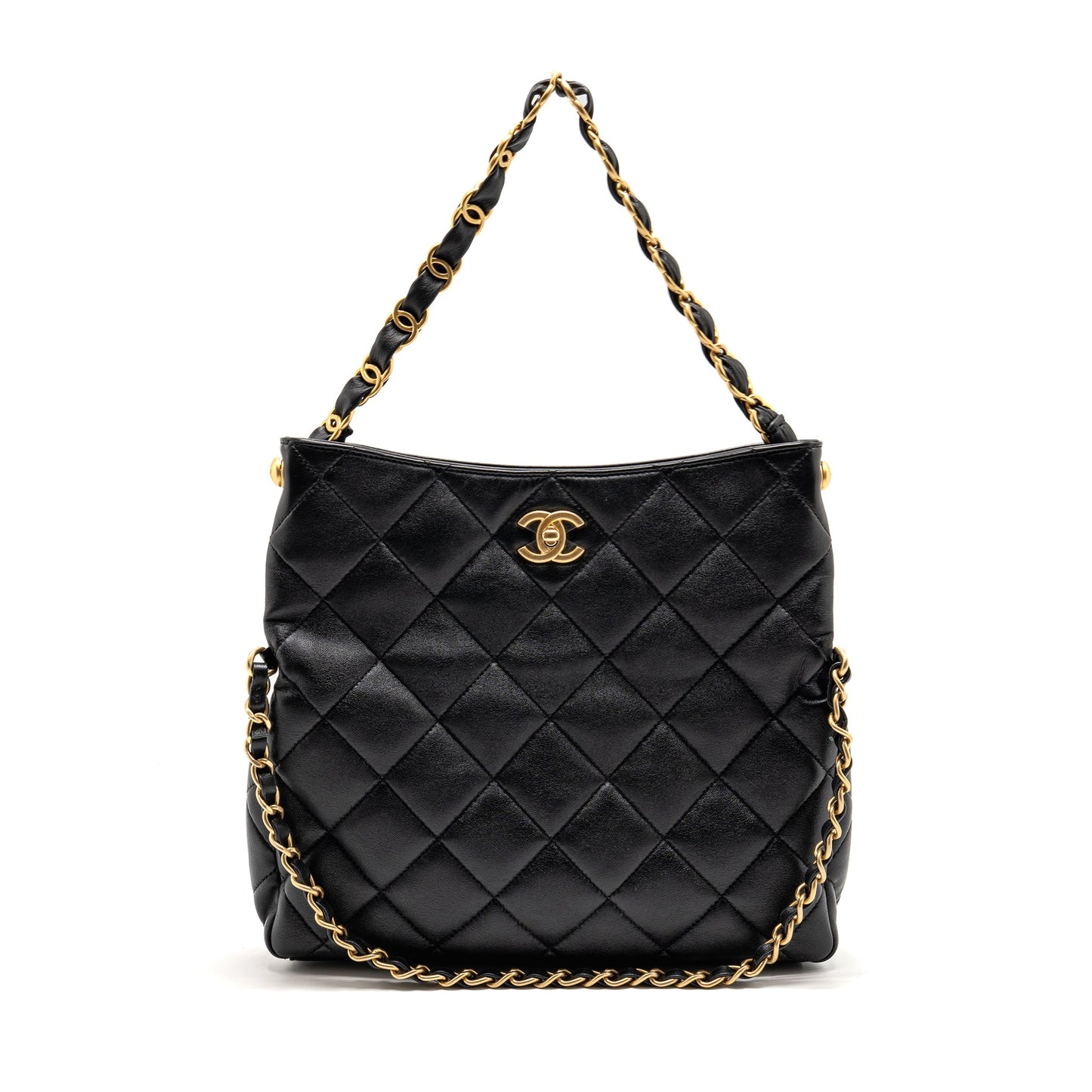 Chanel Large Hobo Bag Lambskin Black GHW (Microchip)