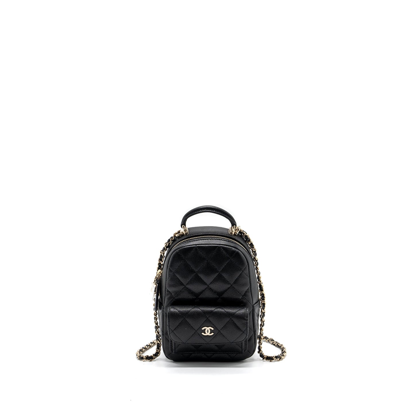 Chanel 24C mini backpack / crossbody bag caviar black LGHW (microchip)