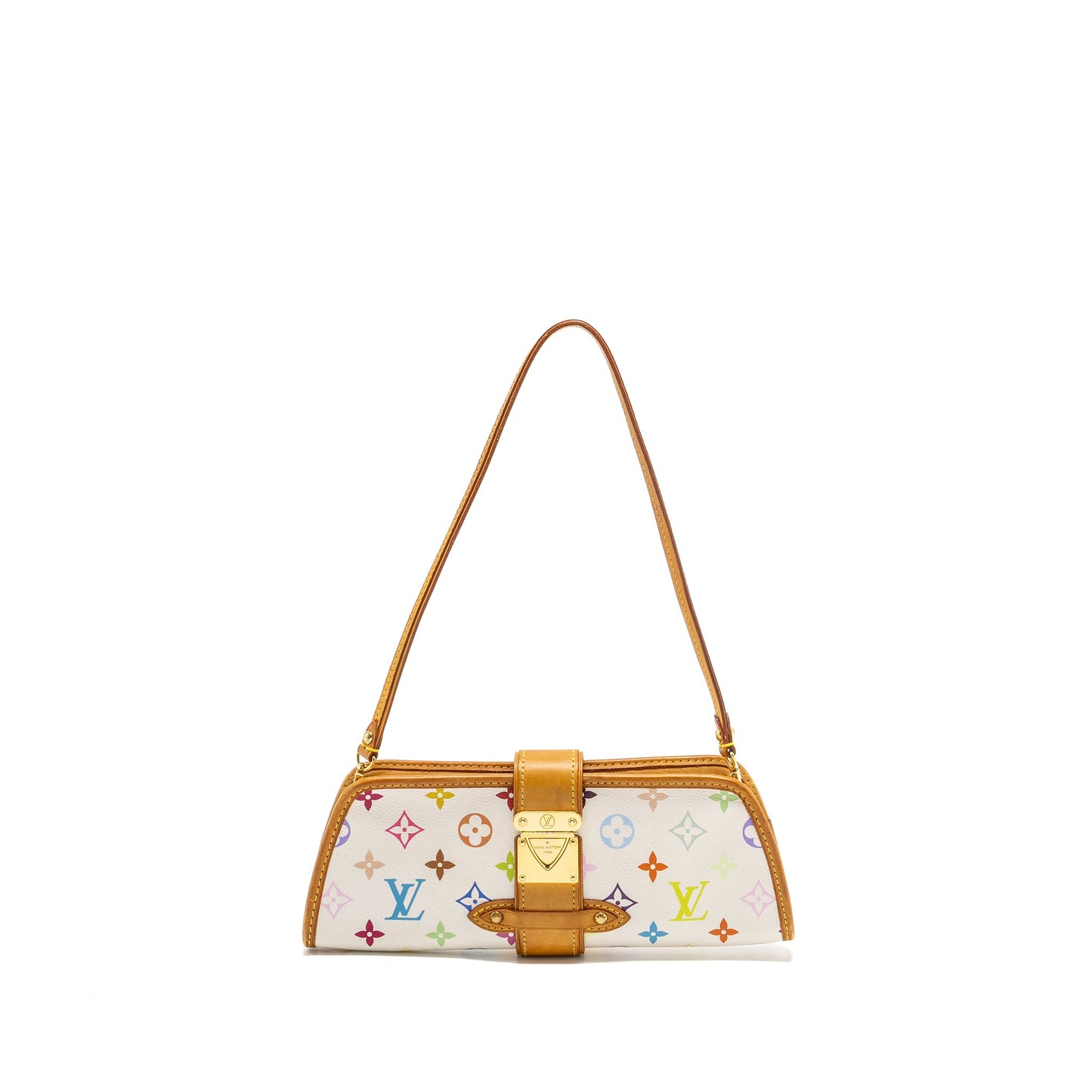 Louis Vuitton Vintage Shirley Clutch Multicolour Monogram Canvas White