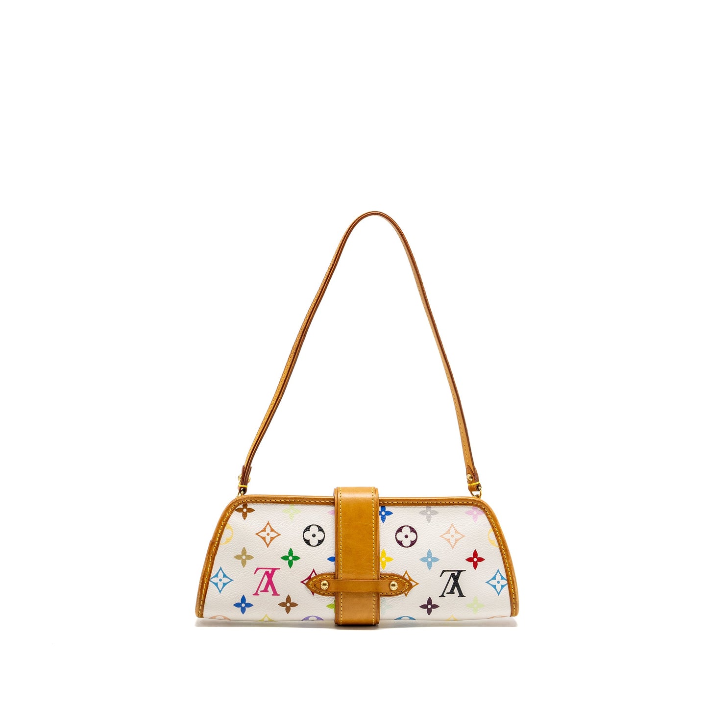 Louis Vuitton Vintage Shirley Clutch Multicolour Monogram Canvas White