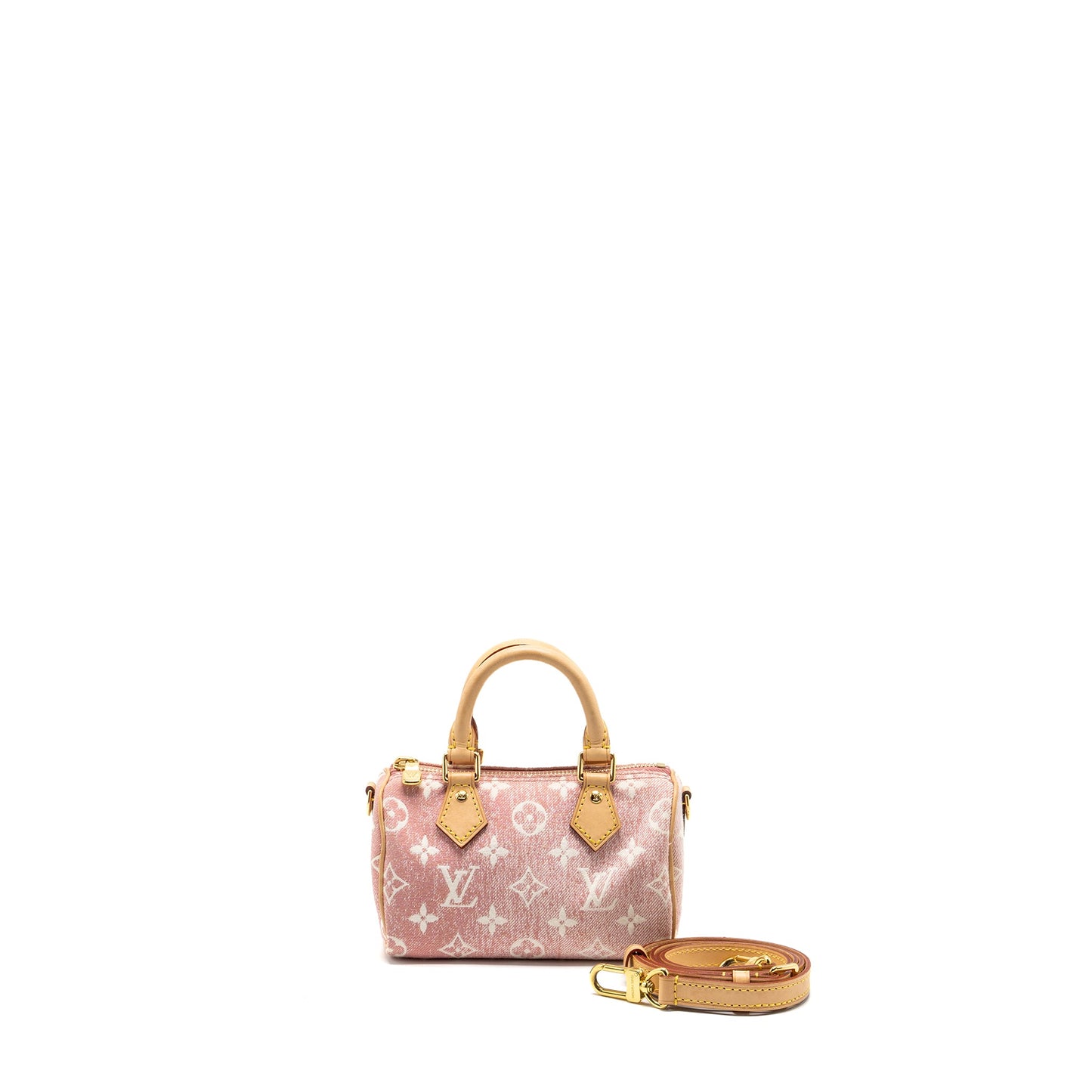 Louis Vuitton Nano Speedy Monogram Jacquard Denim Pink