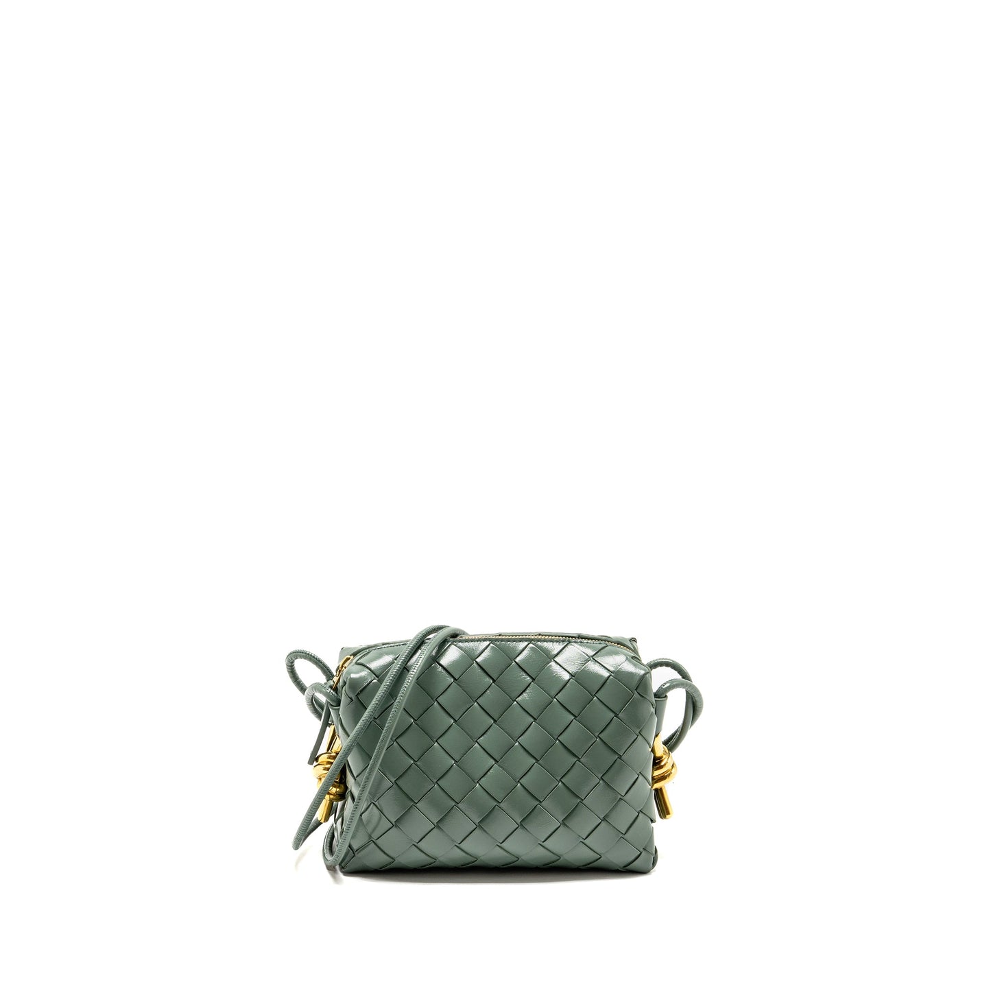 Bottega Veneta Mini Loop Purse Metal Knots Calfskin Green