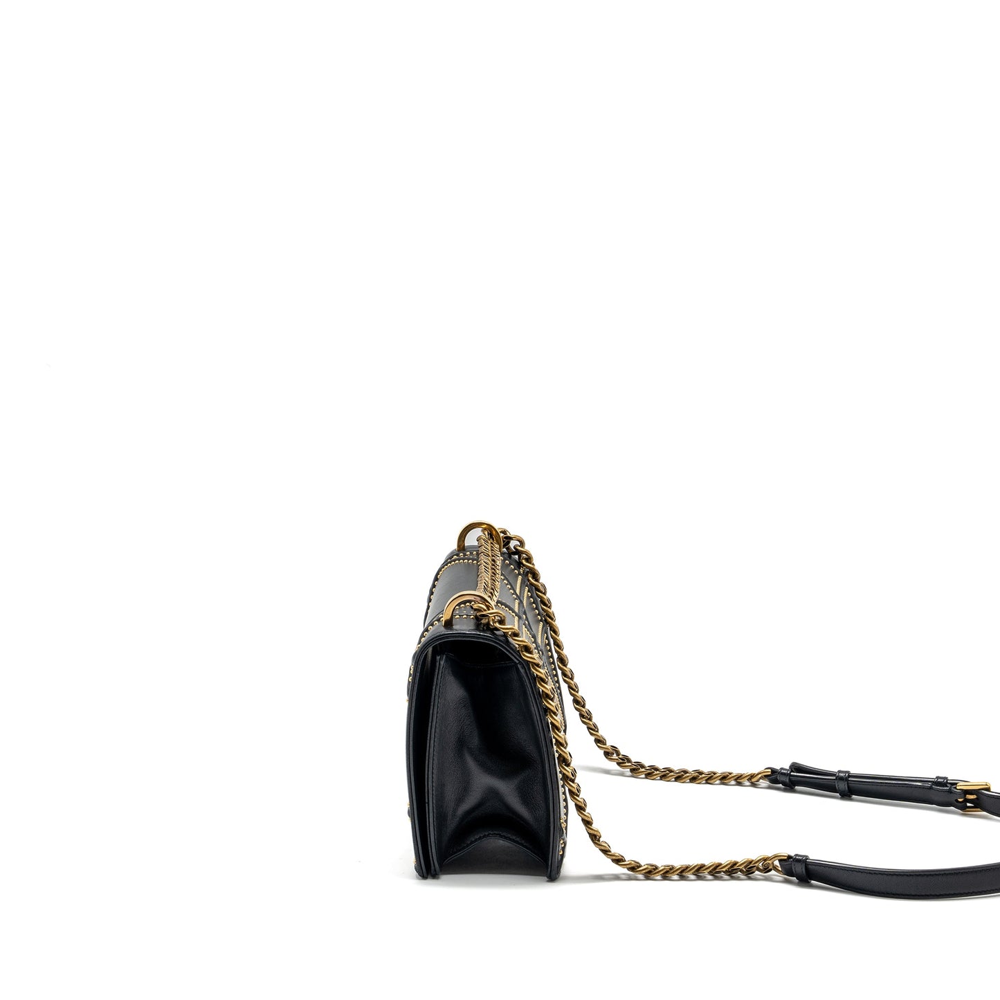 Medium Studded Diorama Lambskin Black