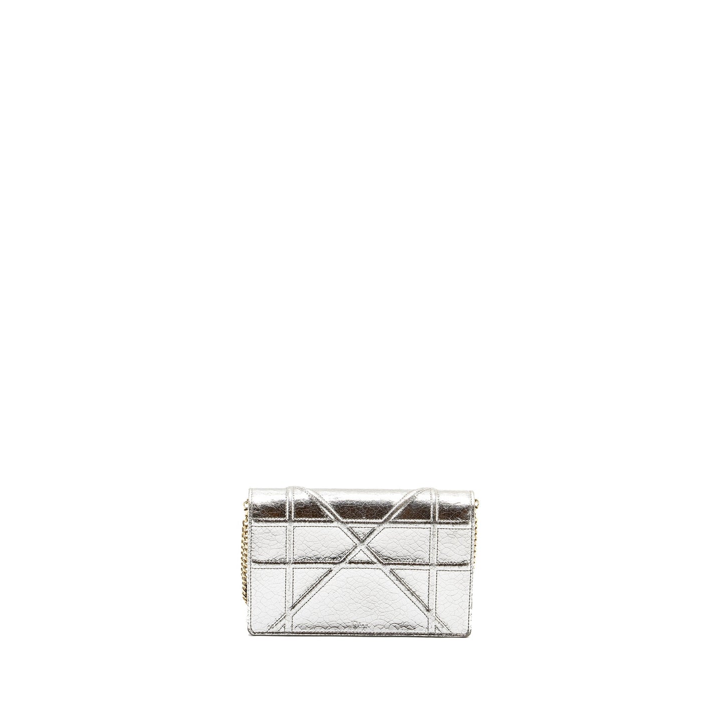 Dior Mini Diorama Purse Leather Metallic Silver