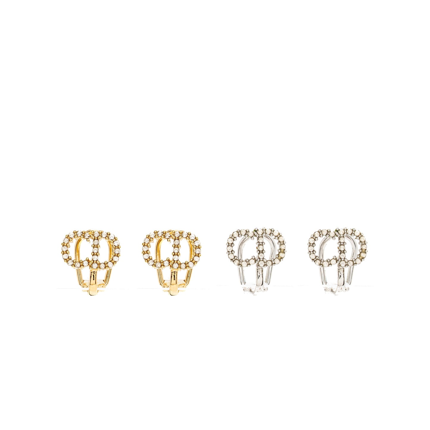 Dior Crystal Ear Clips Silver/Gold Tone (sell in a set)