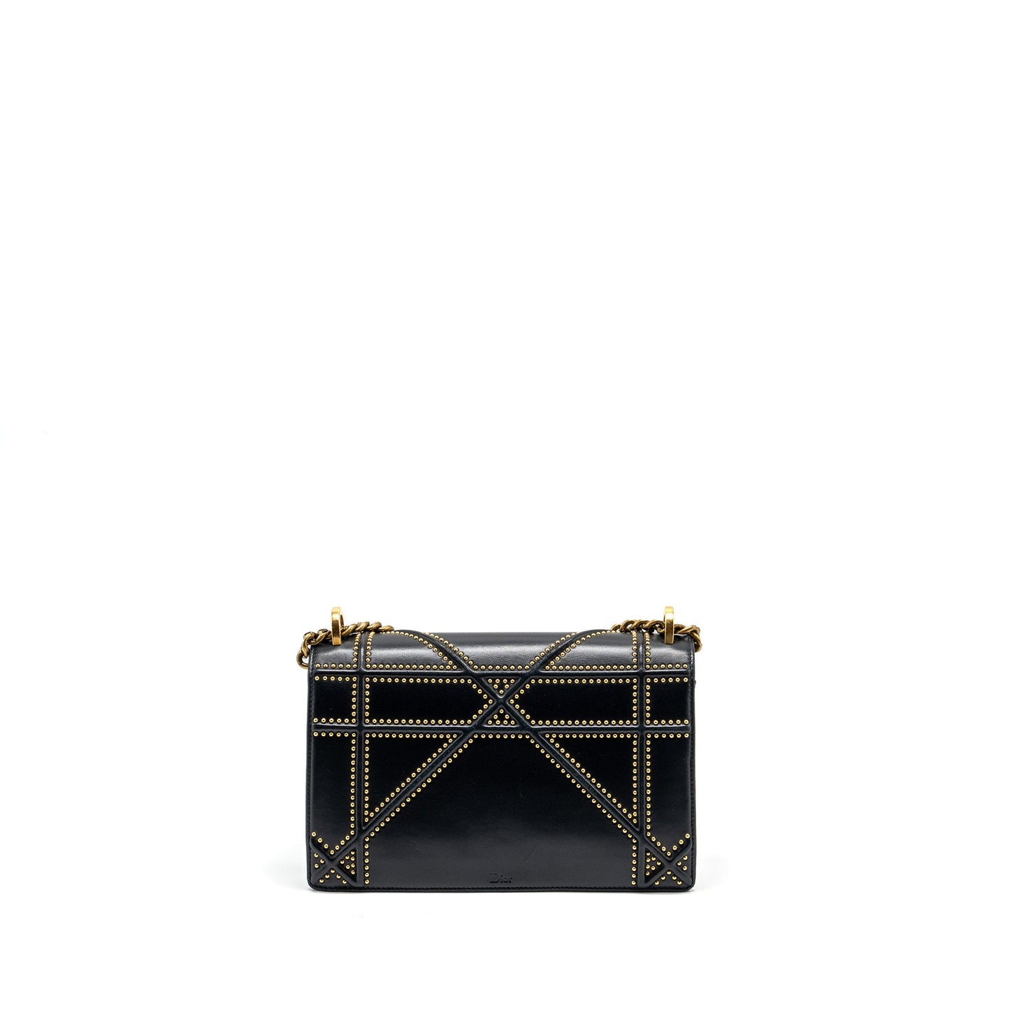Medium Studded Diorama Lambskin Black