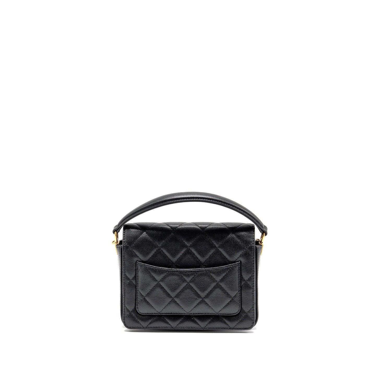 Chanel 24k Top Handle Messenger Bag with Removable Chain Caviar Black GHW(microchip)