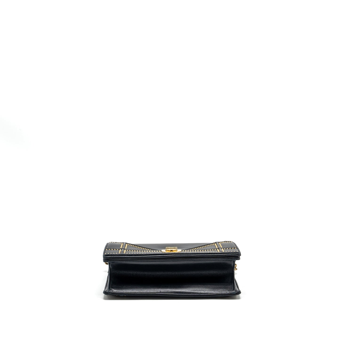 Medium Studded Diorama Lambskin Black