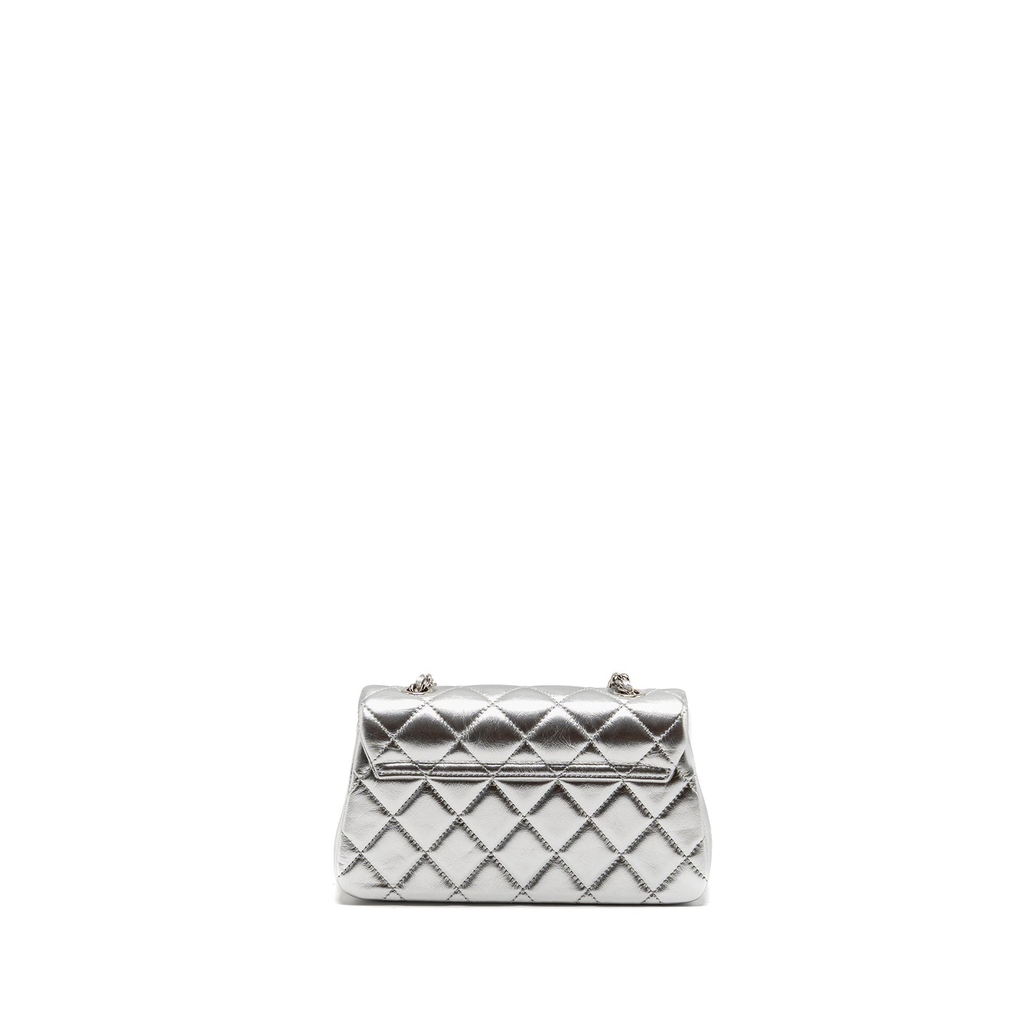 Chanel 25s O-phone Holder with Chain Calfskin Silver SHW(microchip)