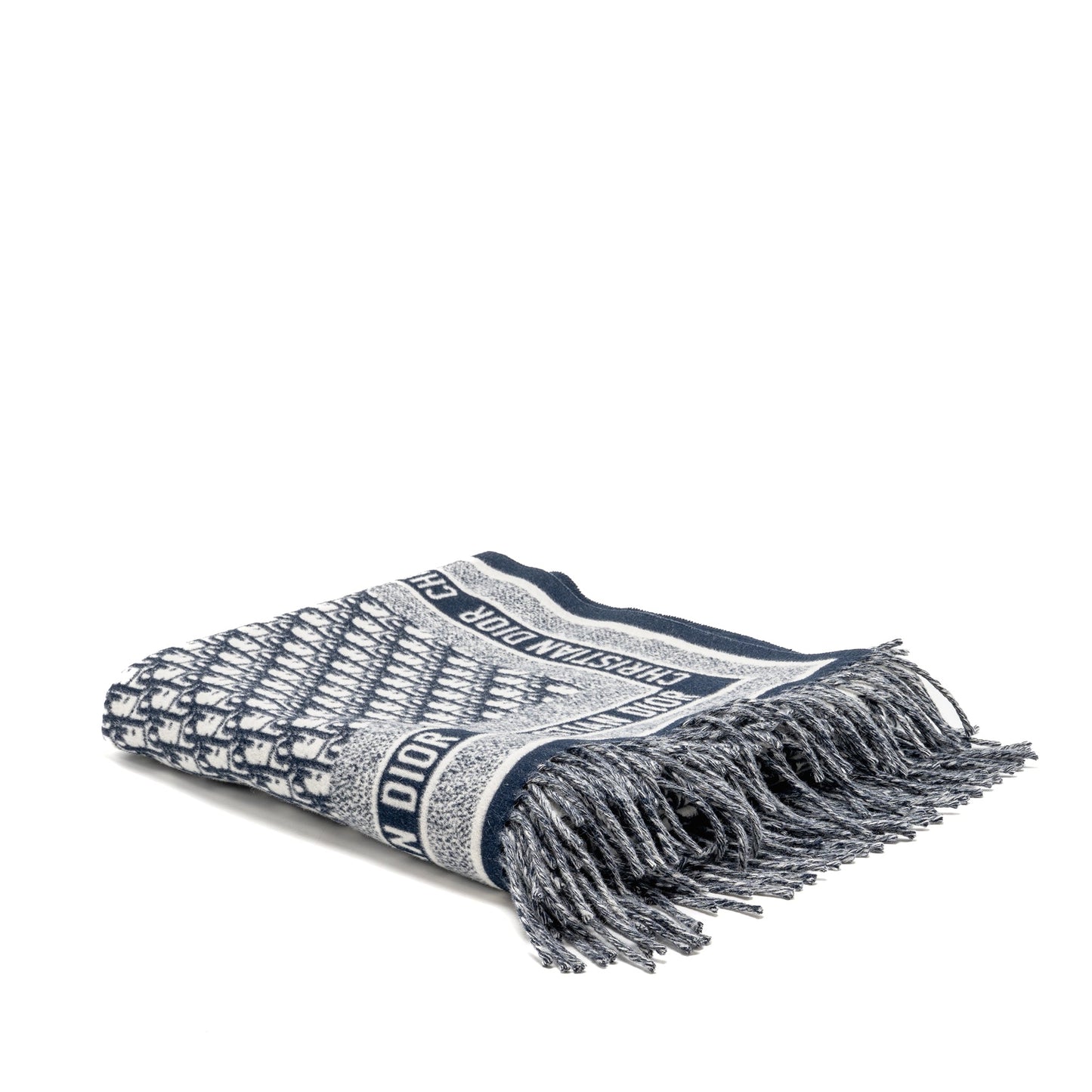Dior 140 X 140 cm Oblique Blanket Virgin Wool/Angora Blue