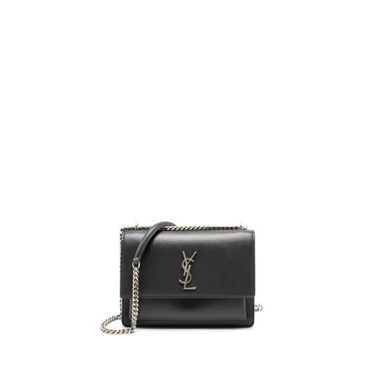 Saint Laurent Medium Sunset Chain Purse Calfskin Dark Grey Ruthenium Hardware