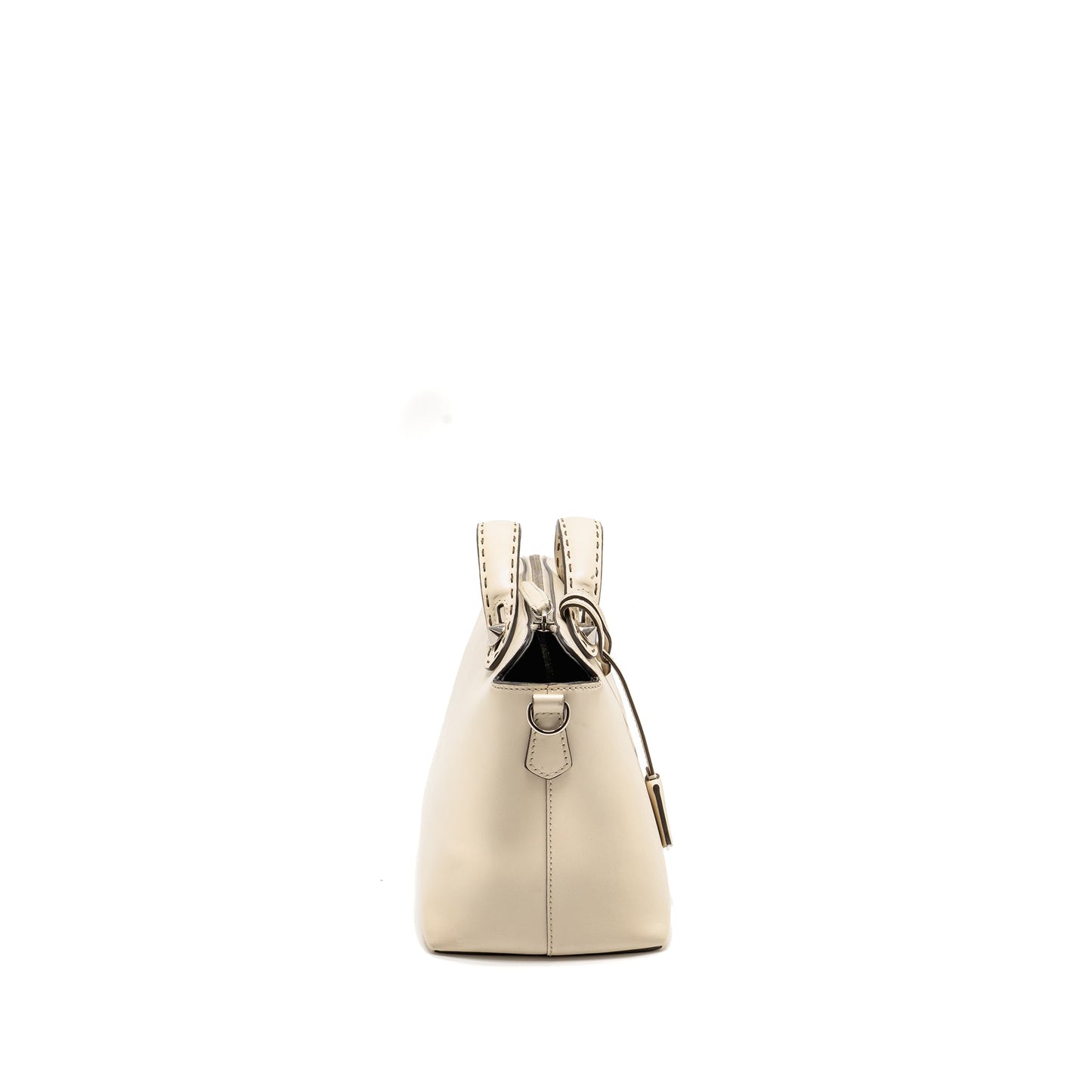 Fendi By The Way Boston Purse Calfskin Light Beige