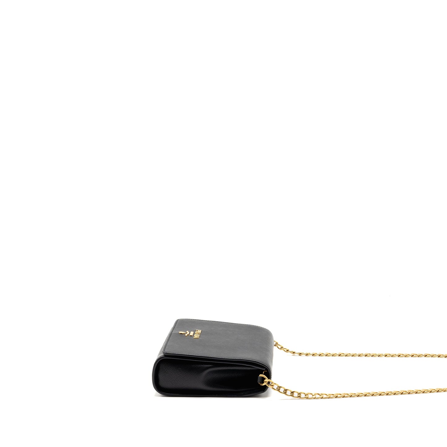 Prada Saffiano Chain Purse Calfskin Black