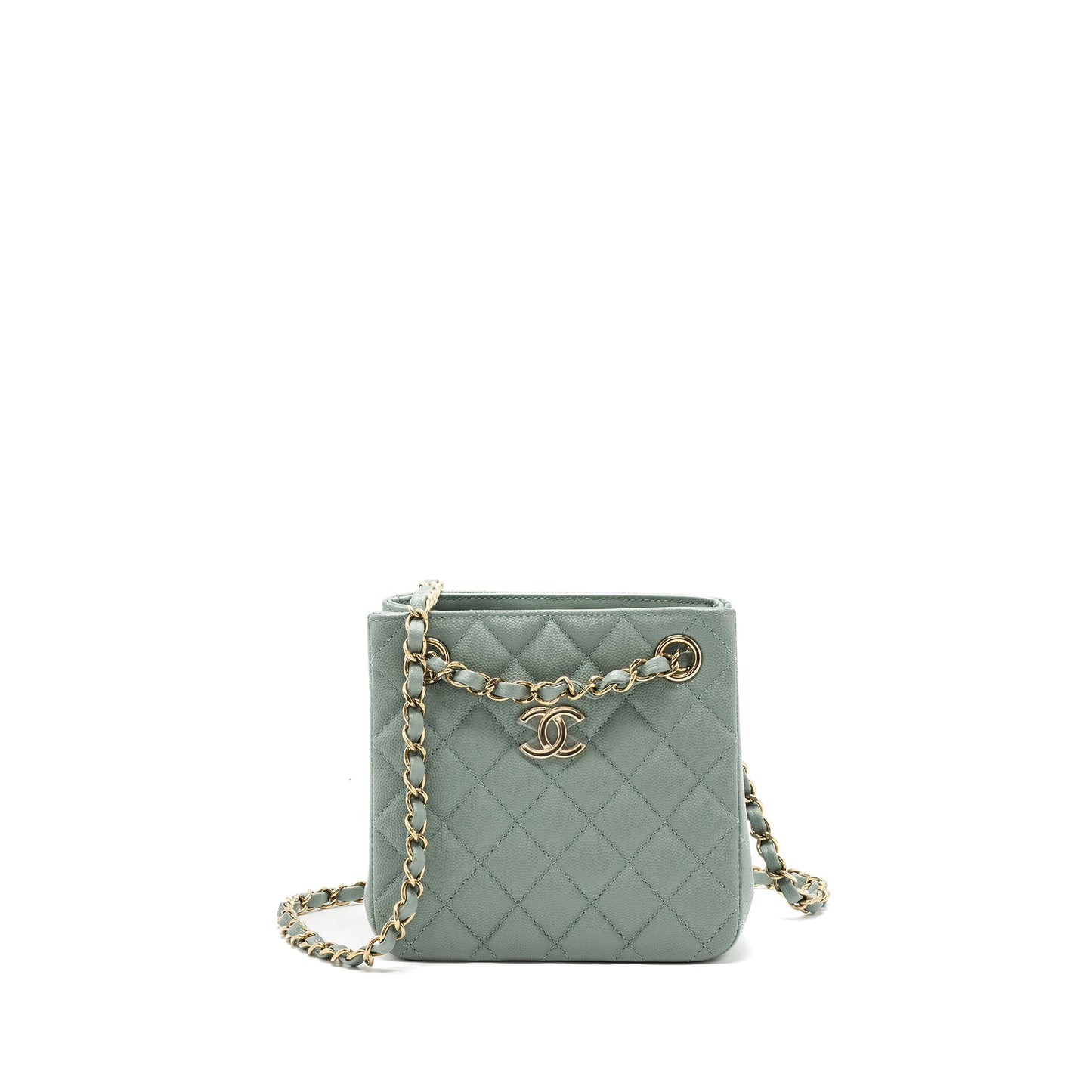 Chanel 23C mini bucket tote bag caviar light grey LGHW (microchip)
