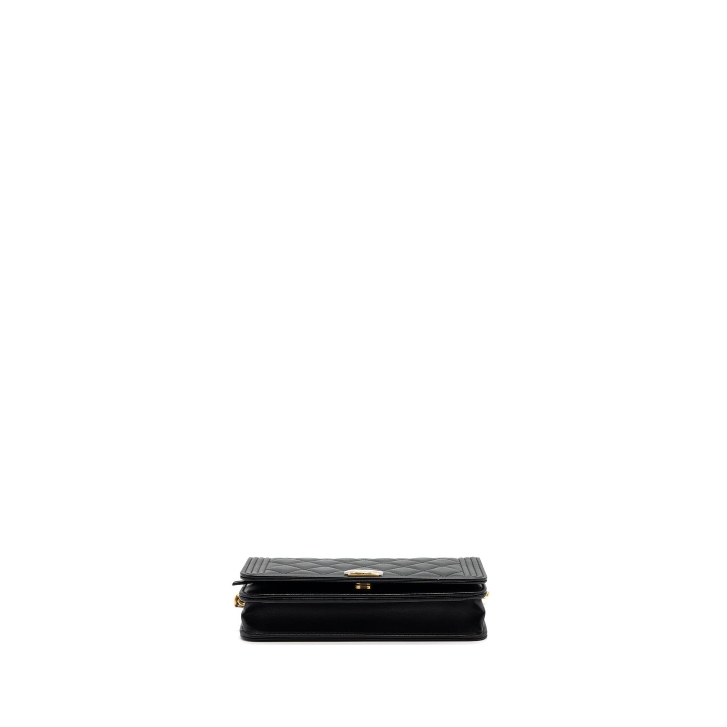 Chanel Boy Wallet On Chain Lambskin Black GHW(Microchip)
